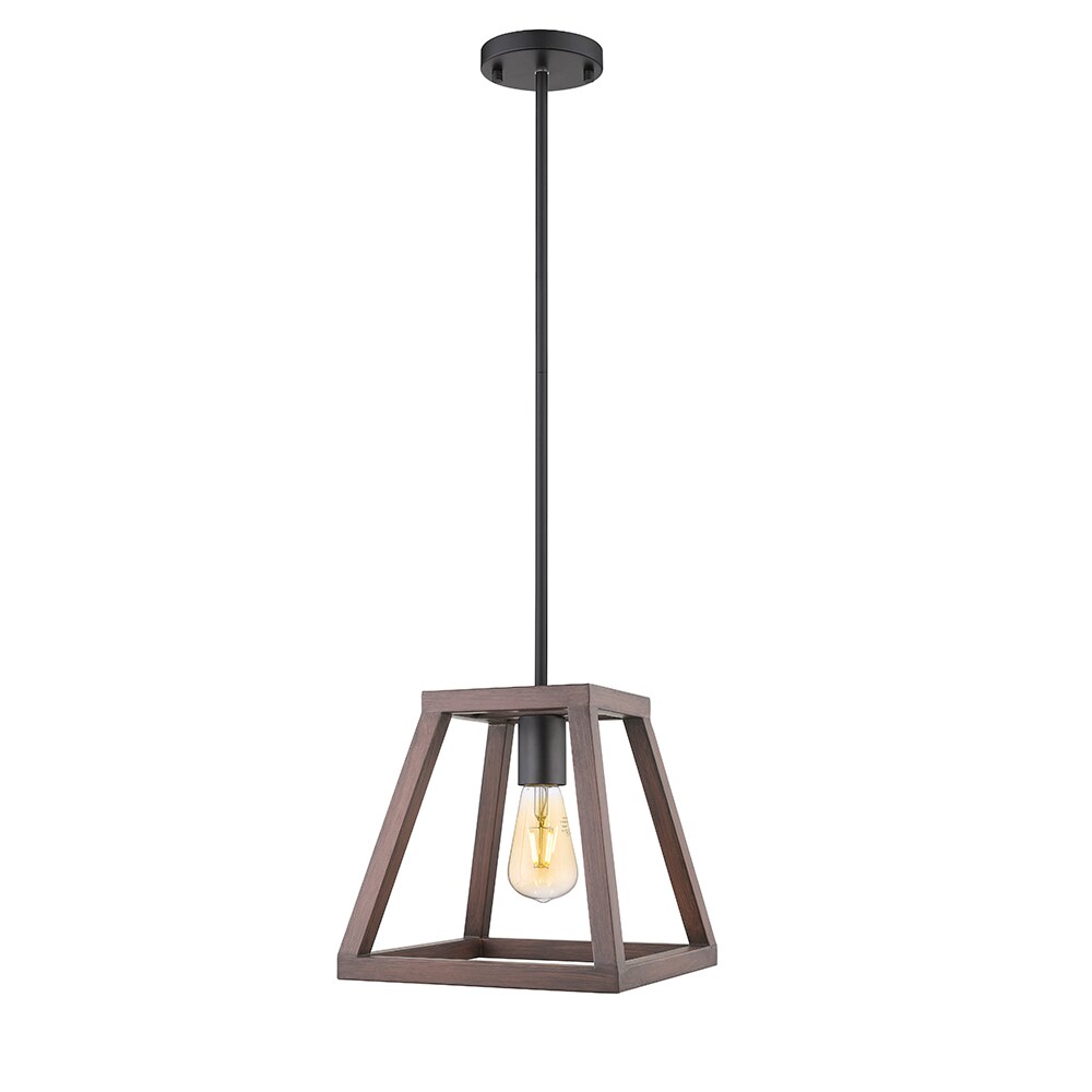 OVE Decors Agnes Wood Painted and Matte Black Traditional Square LED  Hanging Pendant Light in the Pendant Lighting department at