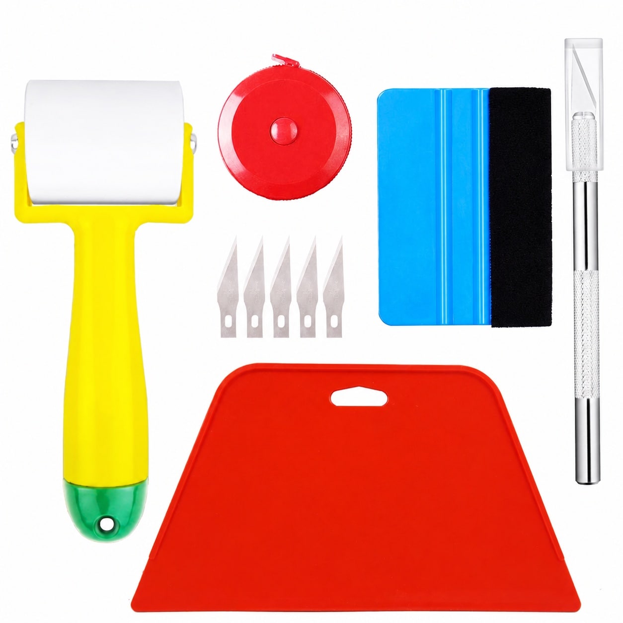 LAIFUCAM  Wallpaper Tools Kit with Seam Roller Hard Squeegee Tape Measure Craft Knife and Extra Blades for Wallpaper Vinyl Film Application Set
