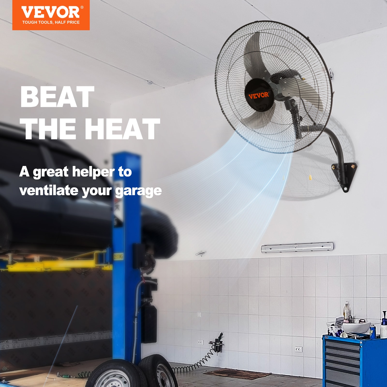 VEVOR Wall Mount Fan, 18 Inch, 3-speed High Velocity Max. 4150 CFM