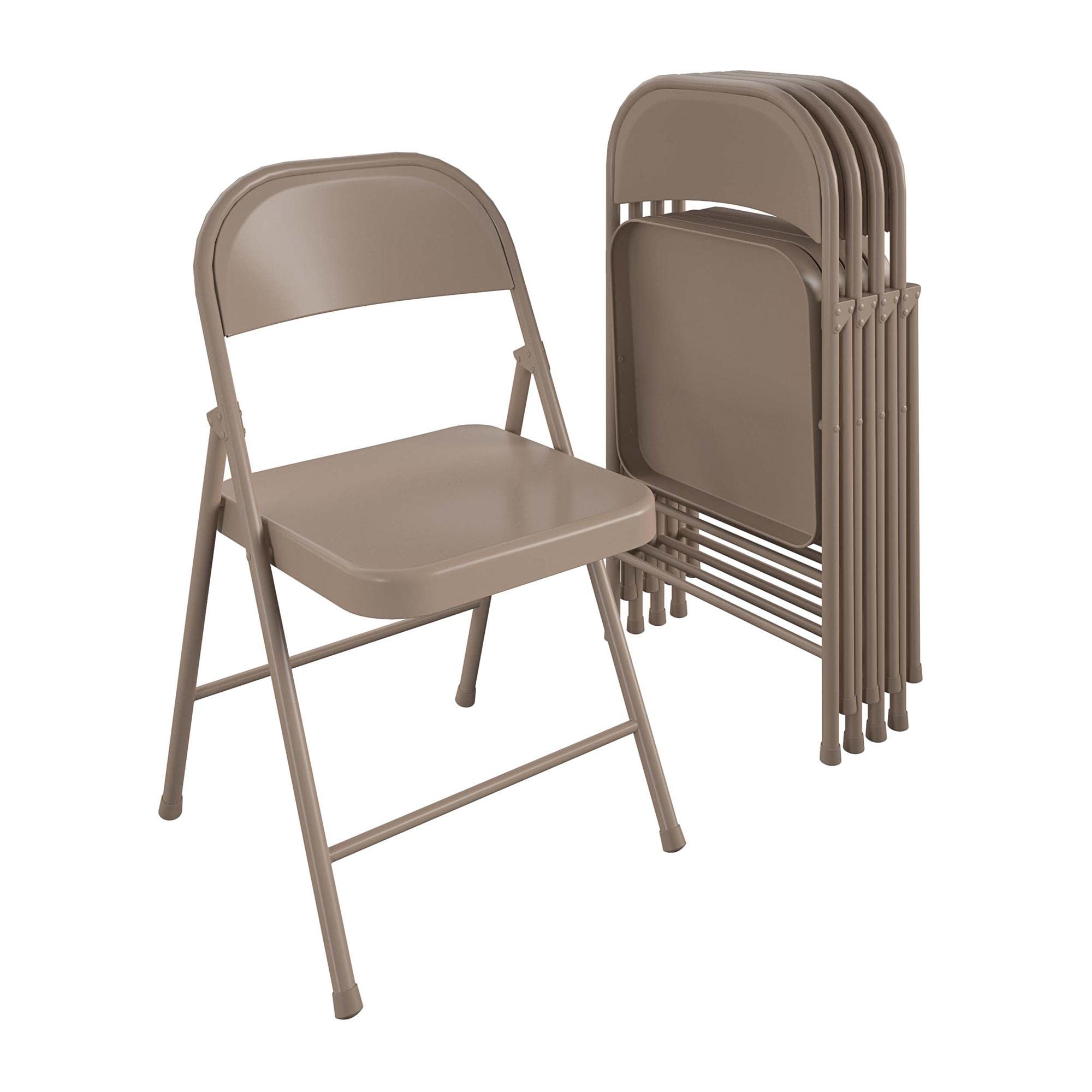 Cosco  SmartFold All-Steel Folding Chairs 4-Pack Antique Linen