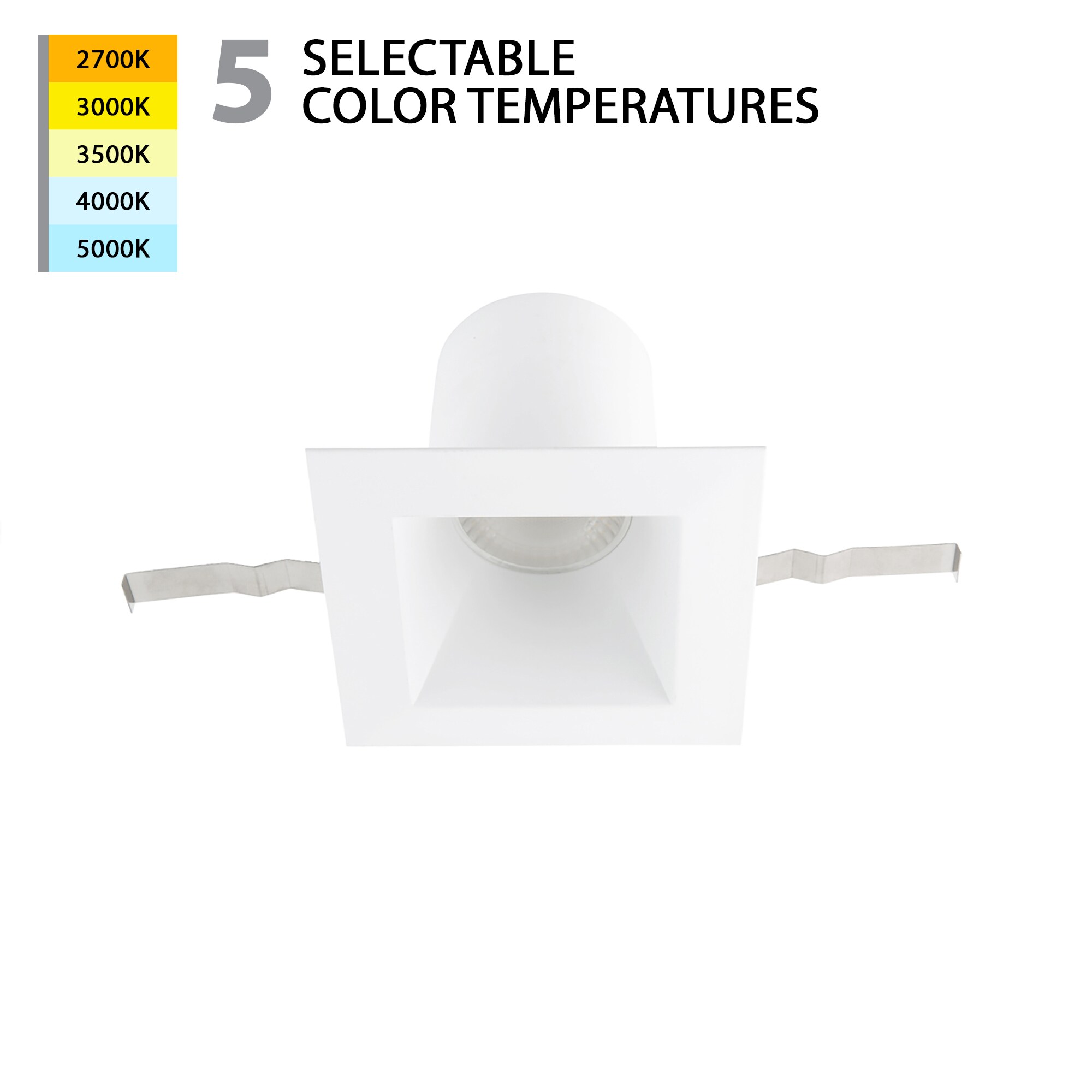 WAC Lighting R6DSDR-F9CS-WT Blaze White 2663 -Lumens Switchable Square Dimmable LED Canless Damp rated Recessed Downlight