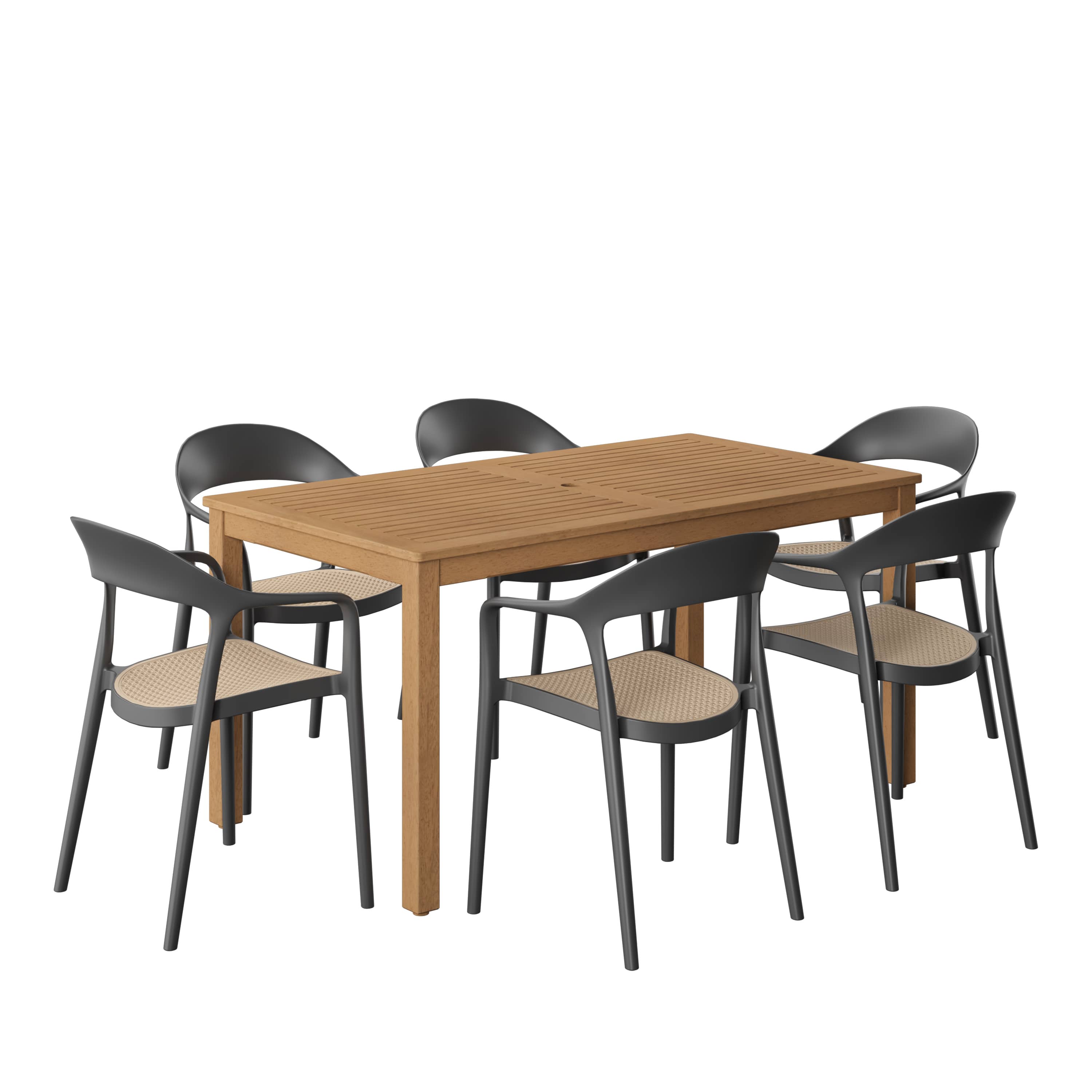 Amazonia ORL-6-CARA-BK Urban Elements Cebu Patio Dining Set for 6 – Perfect for Family and Friends - Modern and Stylish Dining Table with Chairs