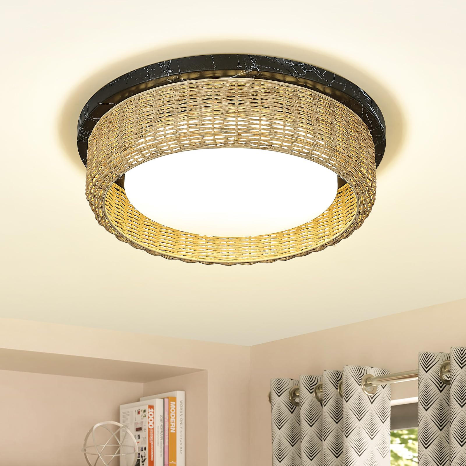 LTMATE LSZSL78LF-LED BK JAZAVA 15-in Black Integrated LED Flush Mount Light