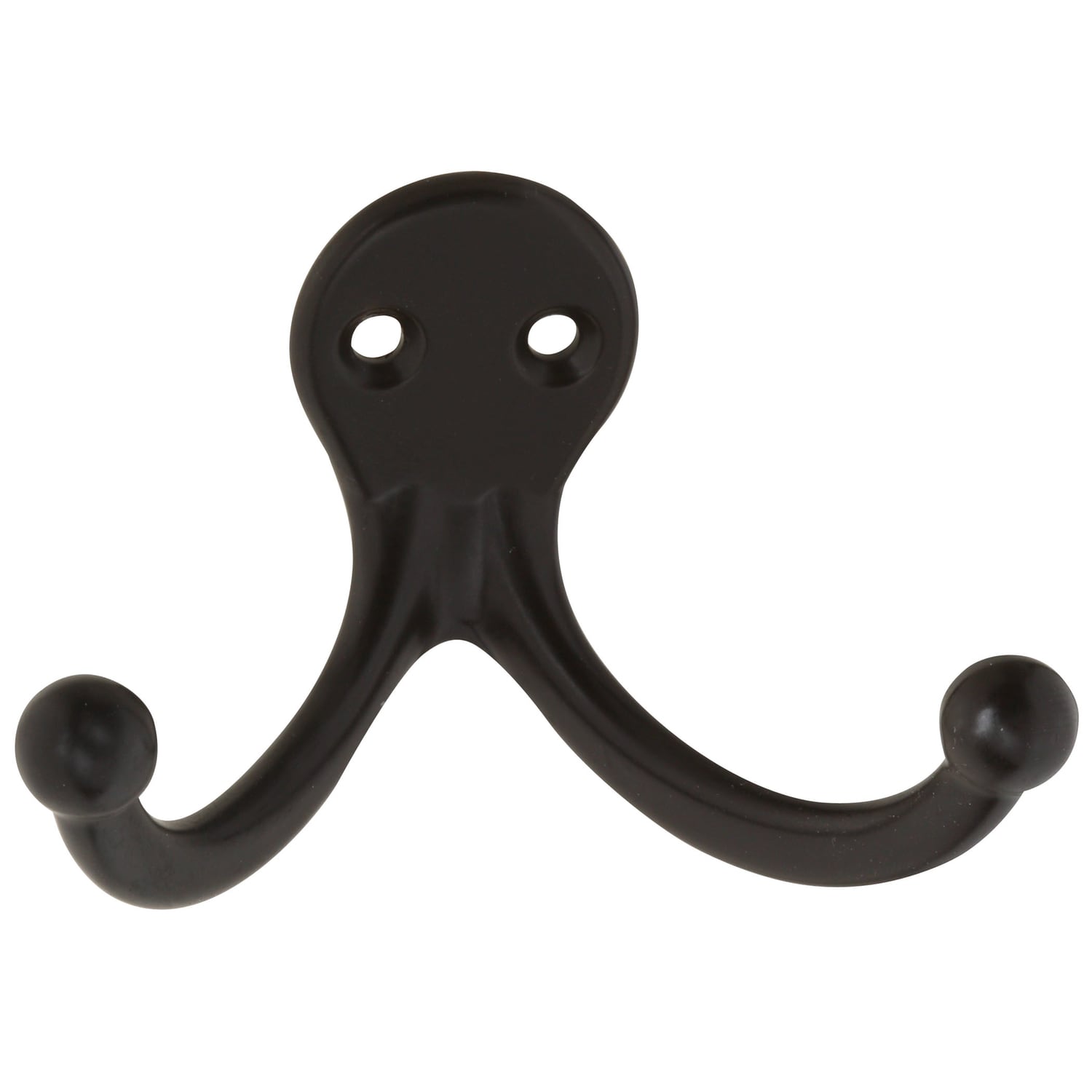 National Hardware  2.93 in. L Oil Rubbed Bronze Black Zinc Double Clothes Hook 35 lb. cap. 2 pk