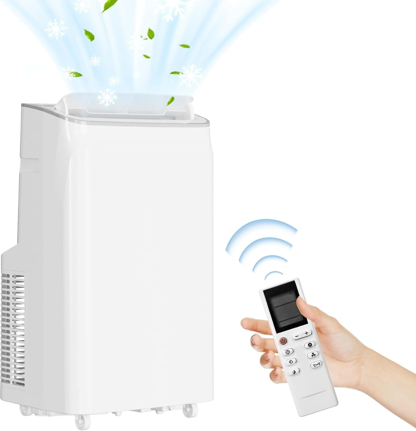 Qeetex BBJ-PHO109YX78C 12000 BTU Portable Air Conditioner White with Remote Control Dehumidifier Fan and Sleep Mode for Rooms up to 550 Sq Ft