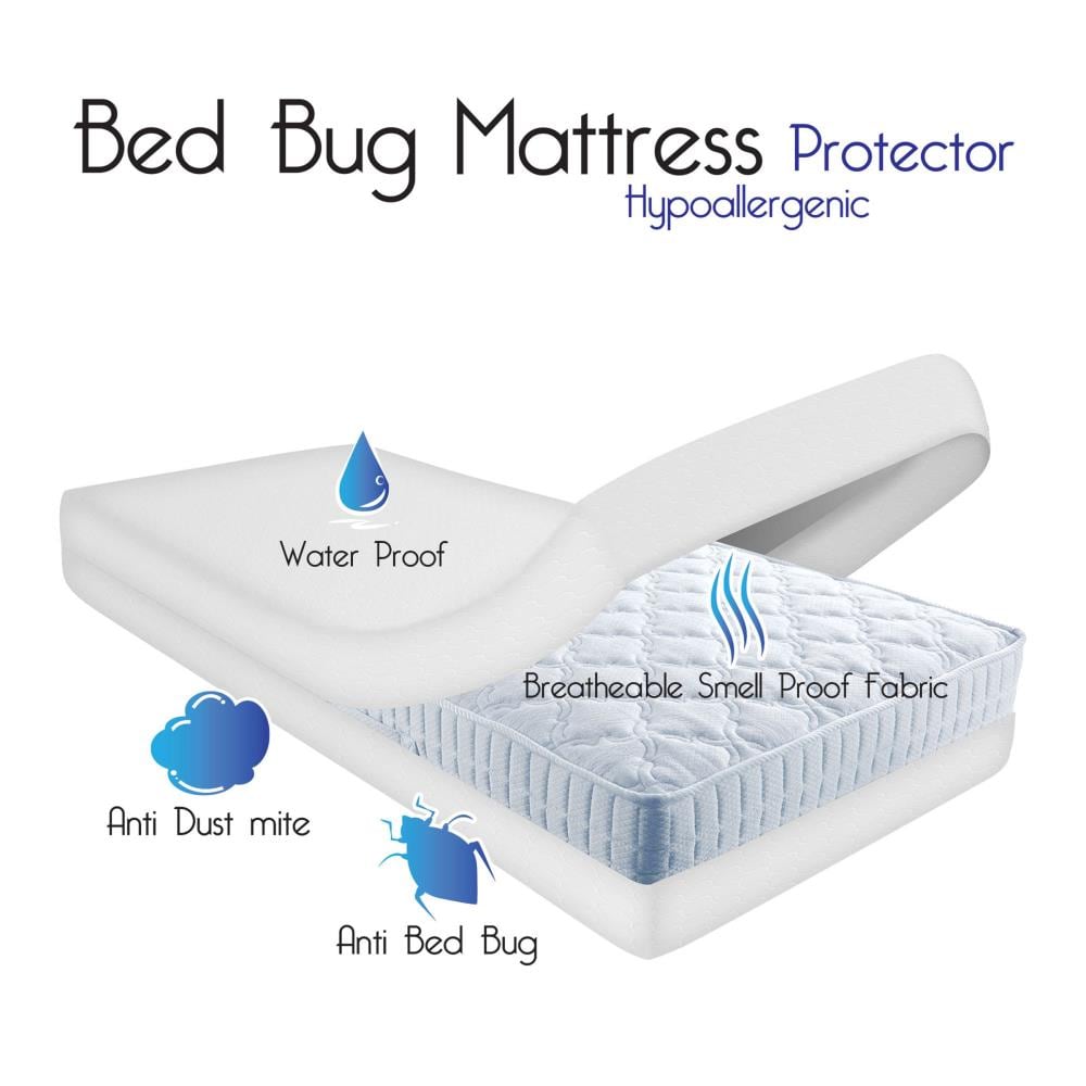 Anti Allergy Zipper Waterproof Mattress Protector Cover Bed Bug Encasement 