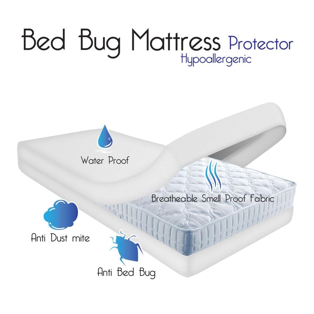 Hastings Home 14-in D Cotton Twin Extra Long Encasement Mattress Cover with Bed  Bug Protection in the Mattress Covers & Toppers department at