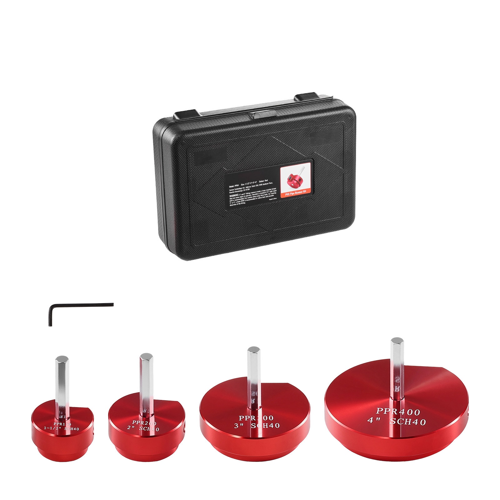 Mecale 4 Piece PVC Pipe Reamer Kit 1-1/2 to 4 in Aluminum Fitting Socket Saver with Tungsten Steel Blades