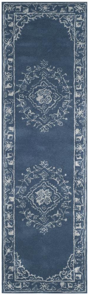 Safavieh GLM533B-28 Glamour Juno 2 x 8 (ft) Tufted Synthetic Blue Rectangular Indoor Floral/Botanical Vintage Runner rug