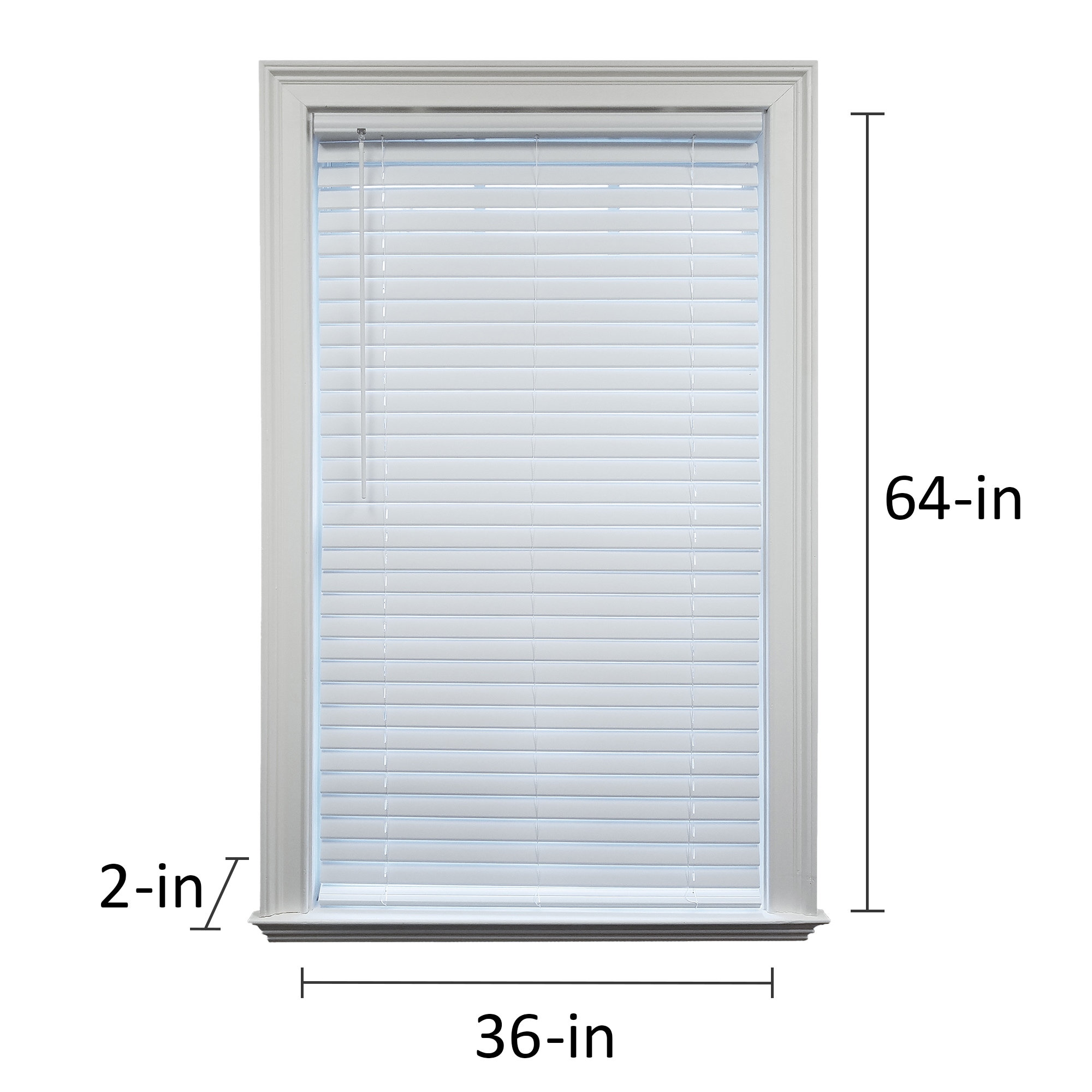 Project Source Premium 2-in Slat Width 36-in x 64-in Cordless White ...