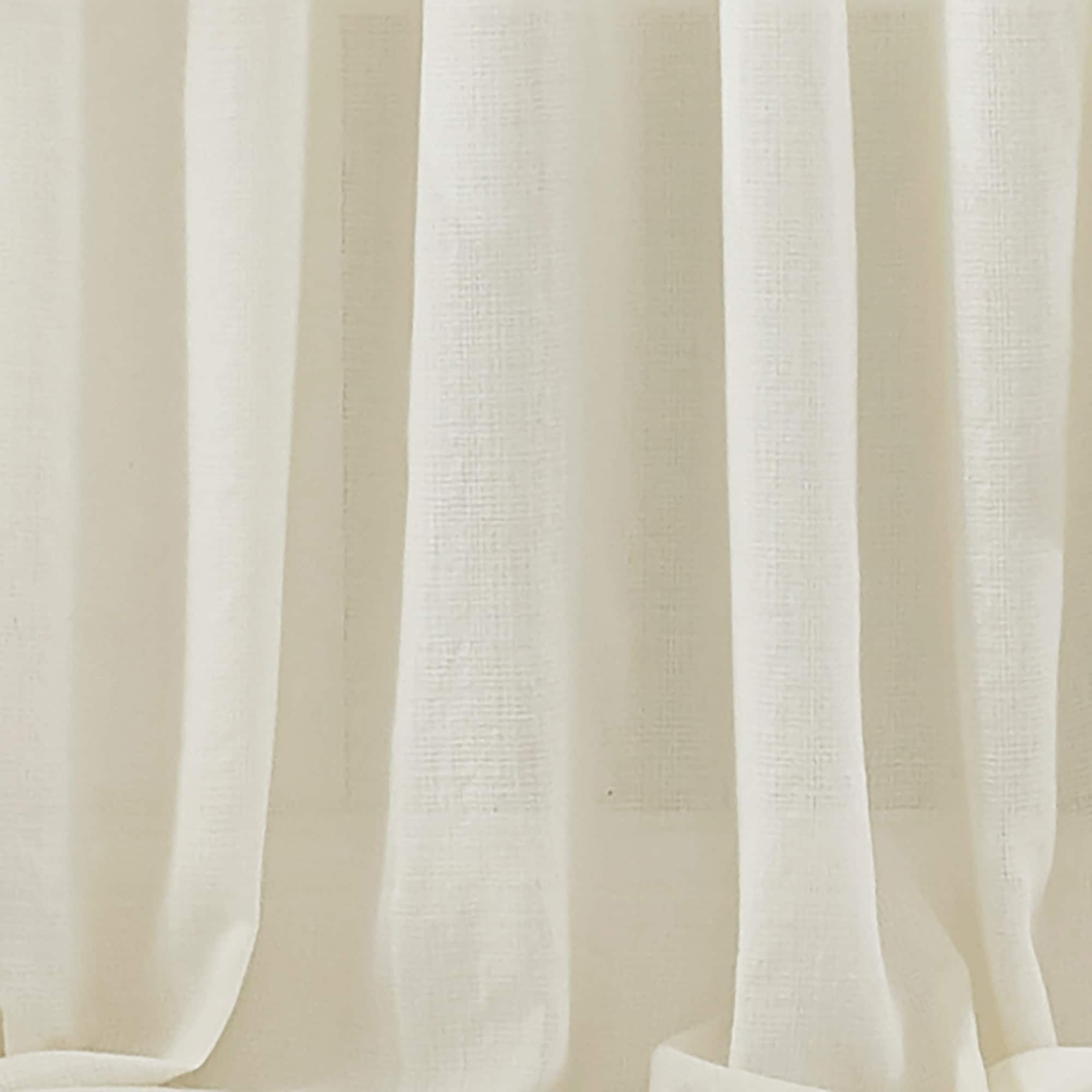Ivory Cotton Sheer Tab-Top Ruffle Window Curtain Panel