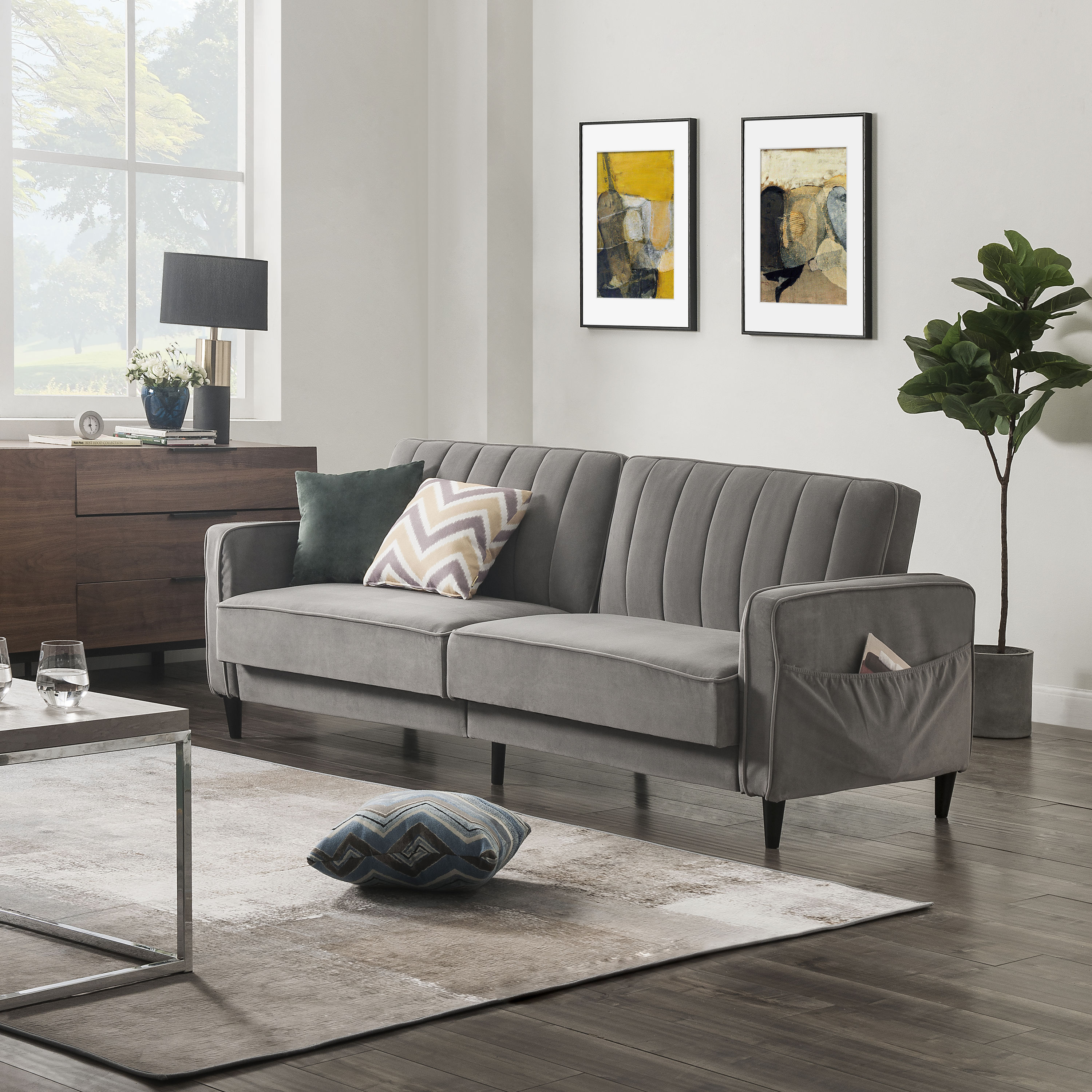 CASAINC Modern Gray Velvet Sleeper at Lowes.com