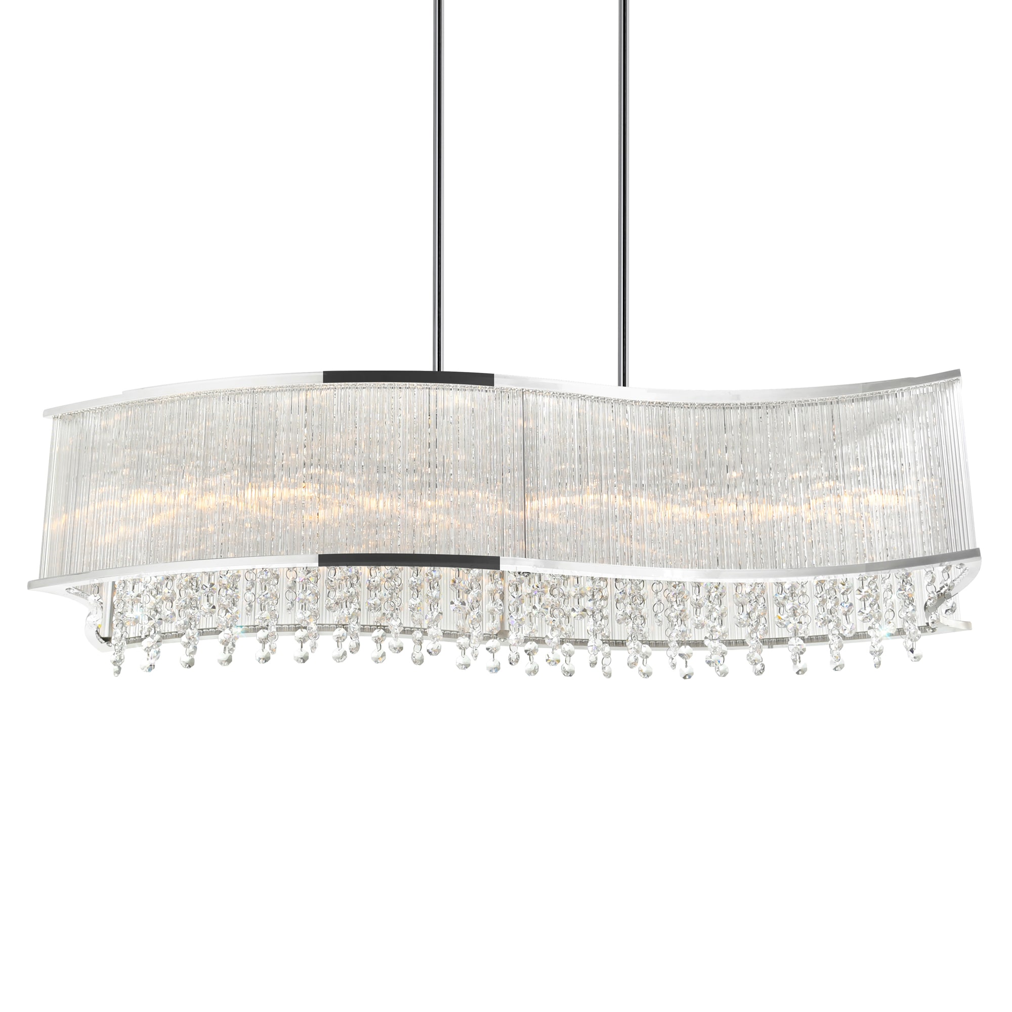 Elsa 6-Light Chrome Drum Shade Crystal Beaded Chandelier
