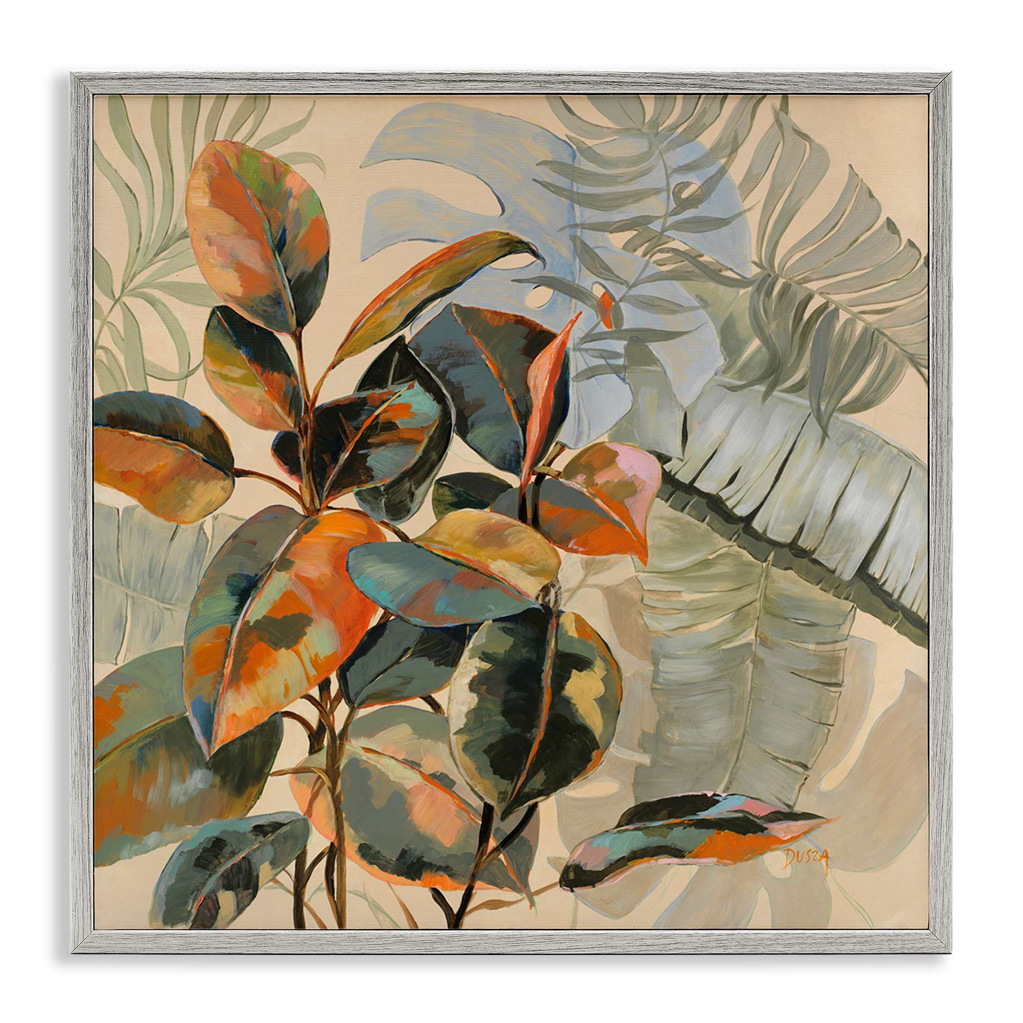 Stupell Industries BS-792-GFF-12X12 Tropical Foliage Warmth Gray Framed Giclee Art By Dusza 12 x 12