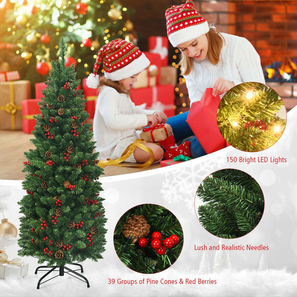 WELLFOR CM-HFY-22853US Artificial-Christmas-Trees - View #2