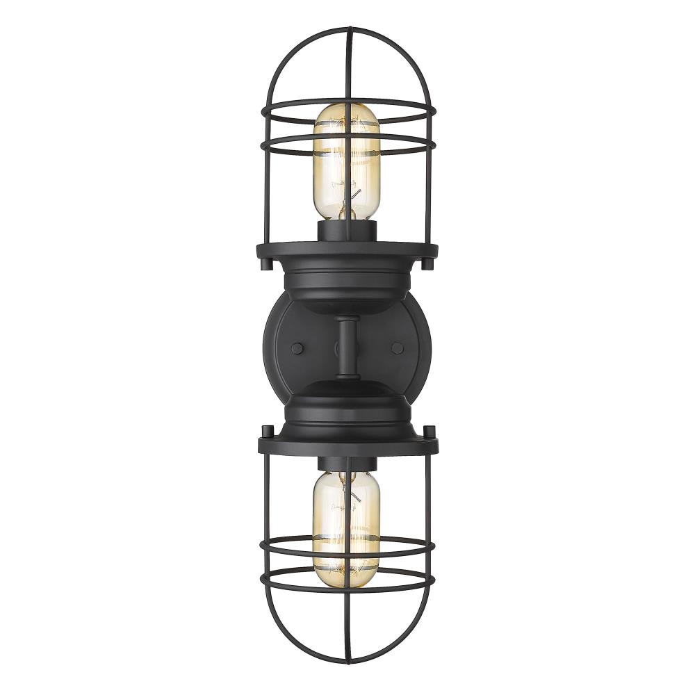 Matte Black Industrial Double Cage Wall Sconce