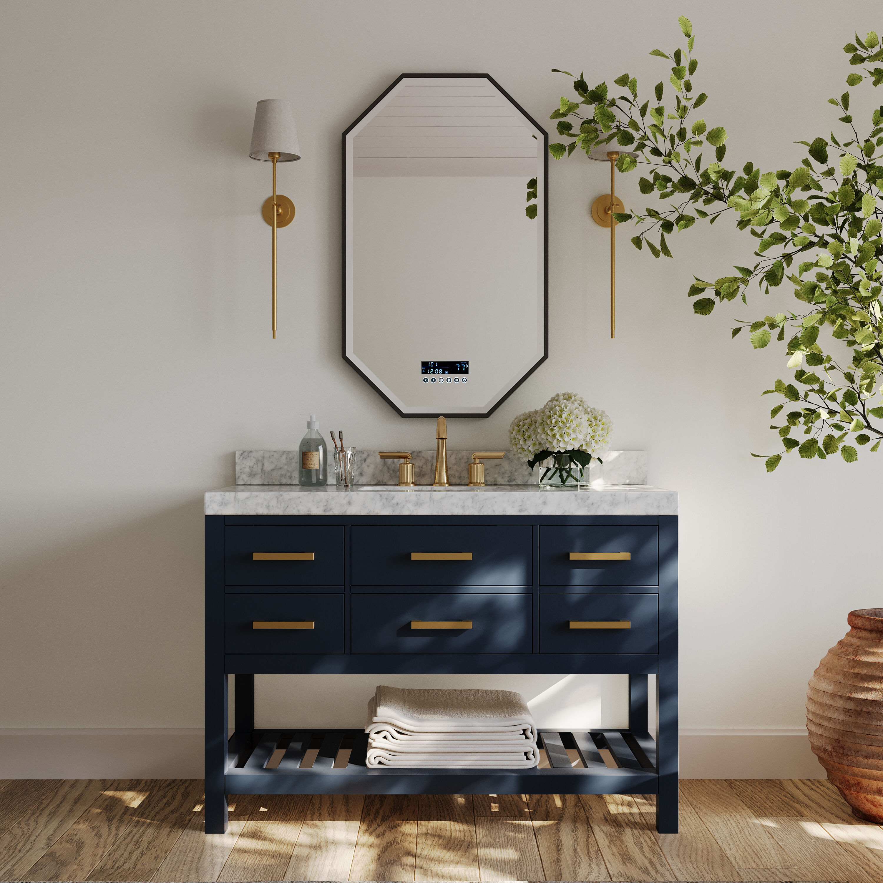 Elizabeth 48'' Heritage Blue Wood Vanity with Marble Top