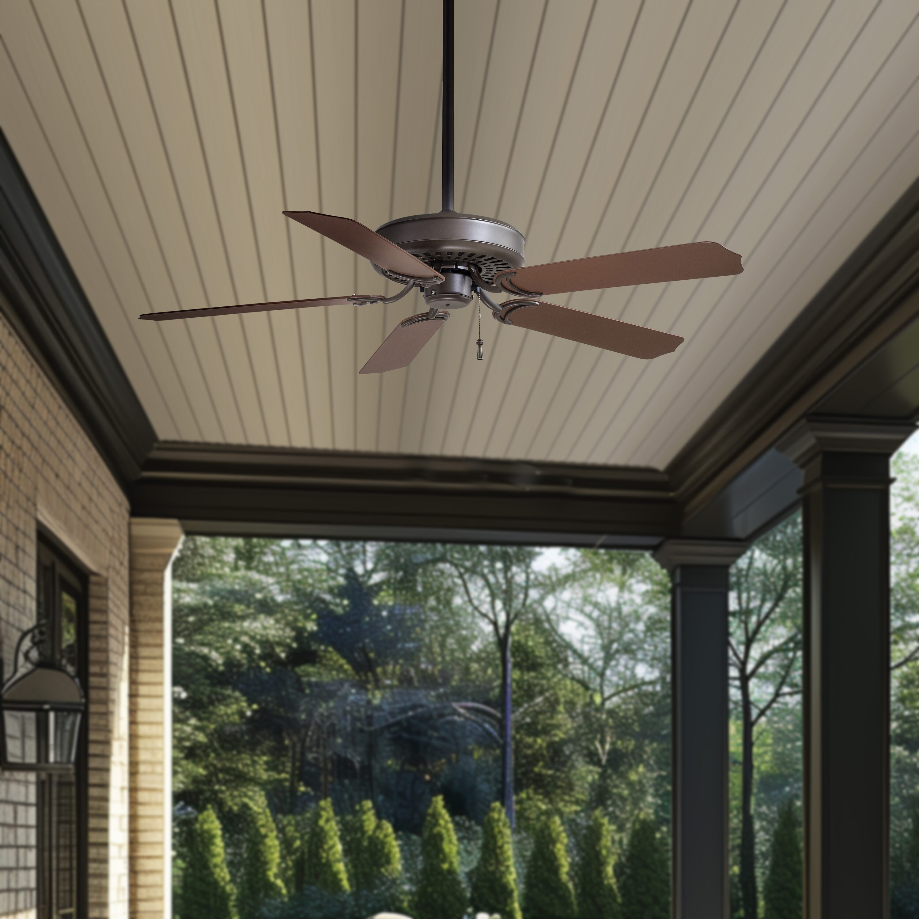 Minka Aire F571-ORB Sundance 52-in Outdoor Oil Rubbed Bronze with Dark Oak Blades Ceiling Fan Without Light ( 5 -Blade )