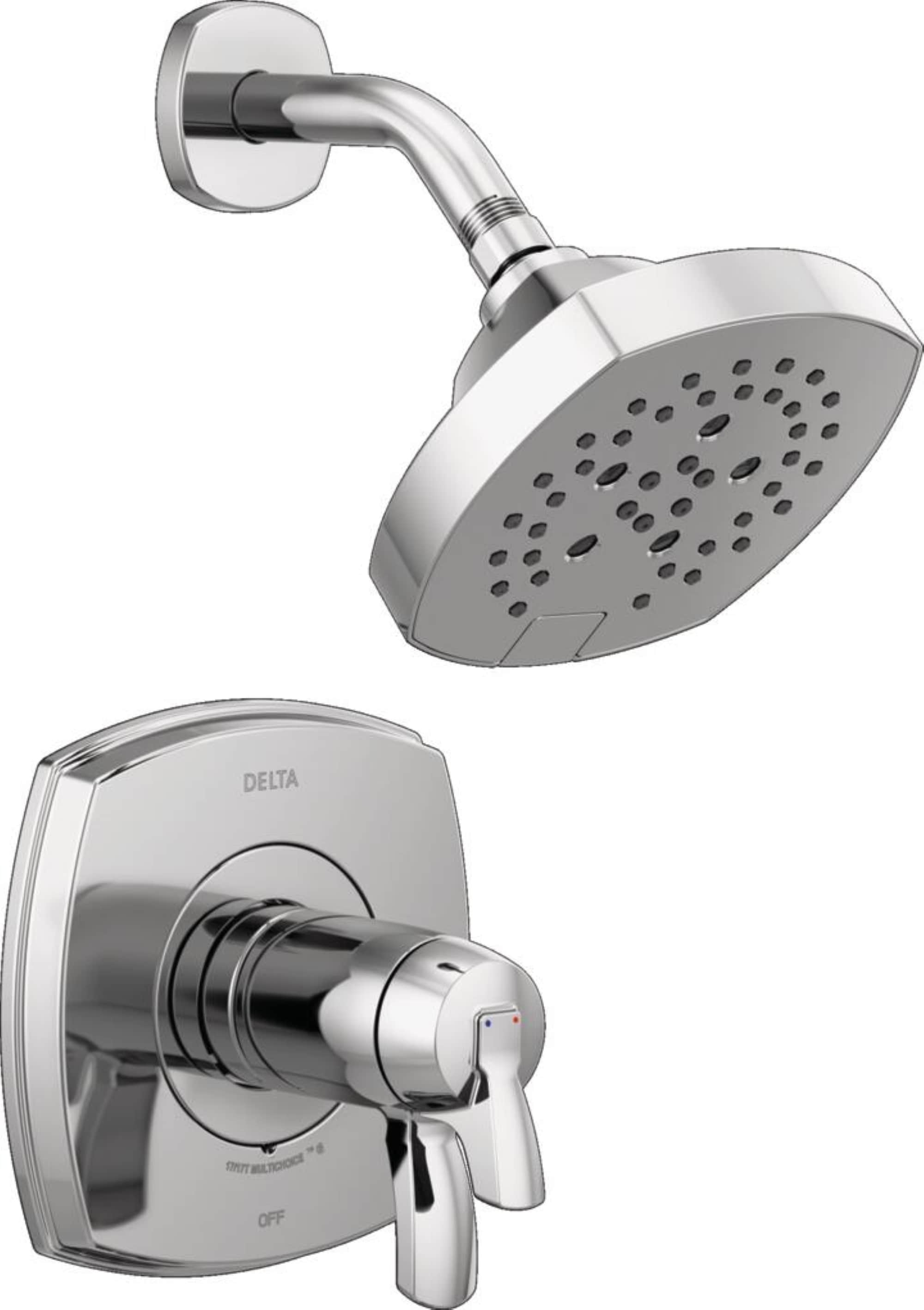 Delta T17T276-PR Stryke Lumicoat Chrome 1-handle Multi-function 7.0-Inches Round Shower Faucet