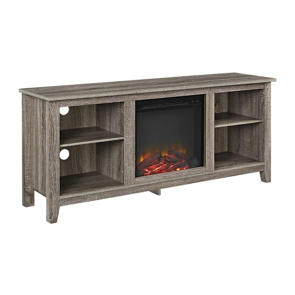 Walker Edison 58-in W Driftwood LED Electric Fireplace W58FP18AG Uae Electronic uaeelectronic.com