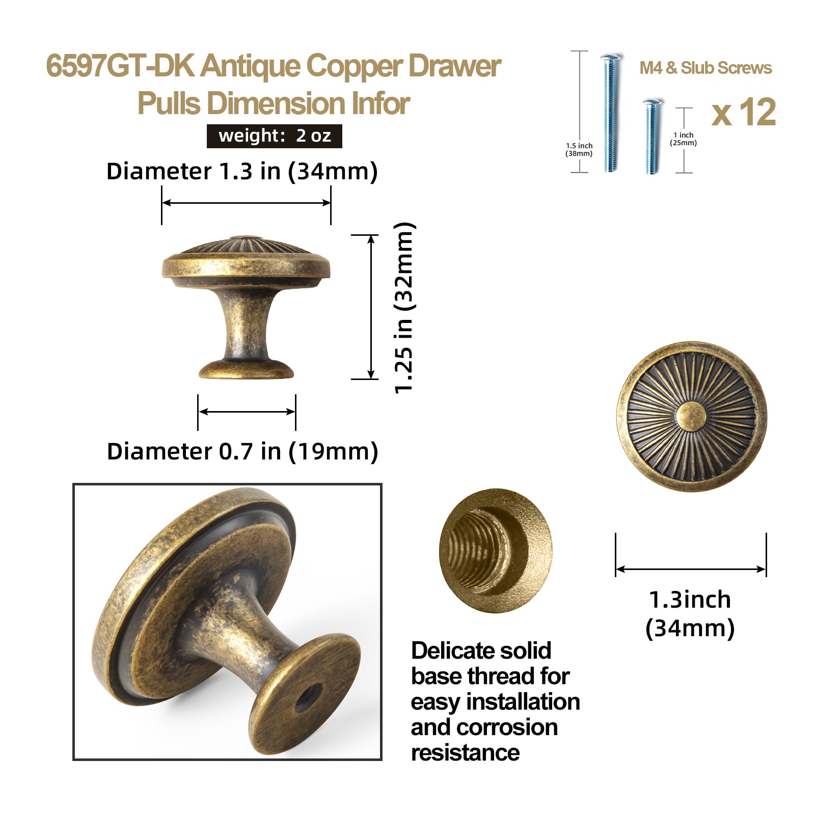 Miaokesen 6597GT-DK Cabinet-Knobs - View #2