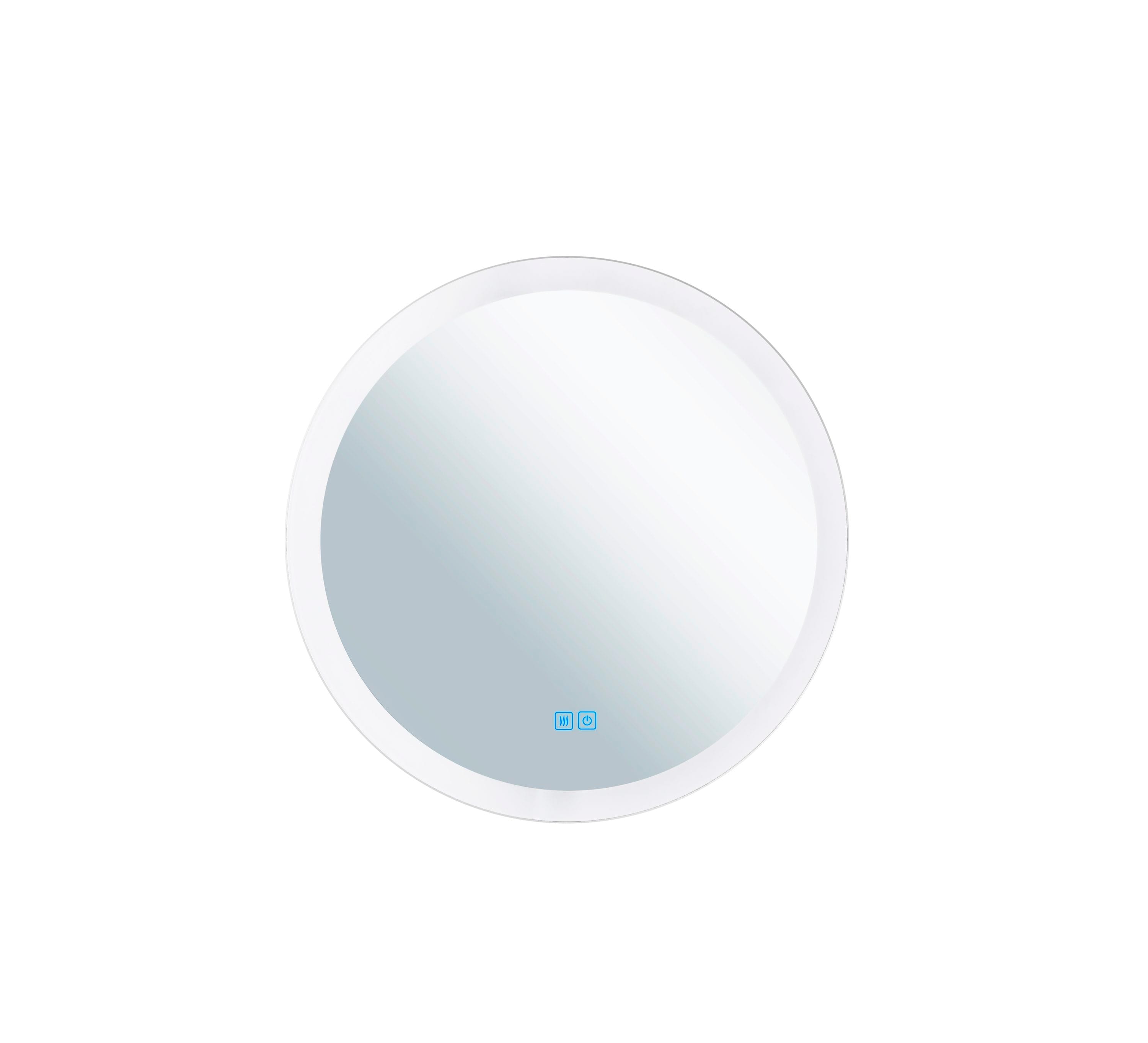 CWI Lighting 1235W24 Armanno 24-in W x 24-in H Round Matte White and Silver V-groove Frameless Full Length Lighted Vanity Mirror