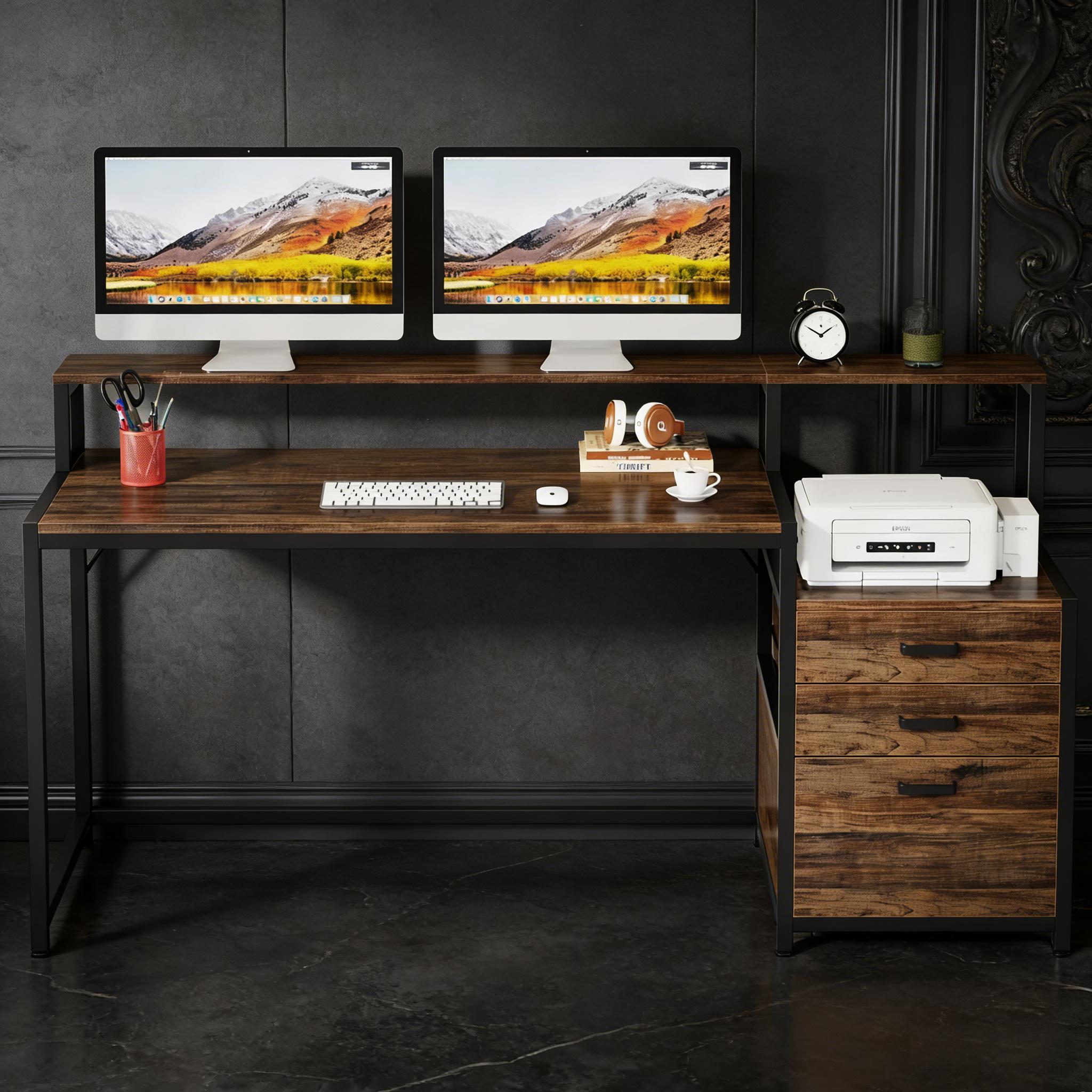 LUXEYARD Computer Desk Drawers Office Ergonomic Monitor Stand in the ...
