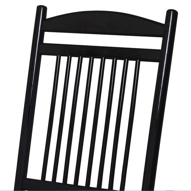 VEIKOUS 3-Piece Set of 2 Black Wood Frame Rocking Chair(s) with Slat ...