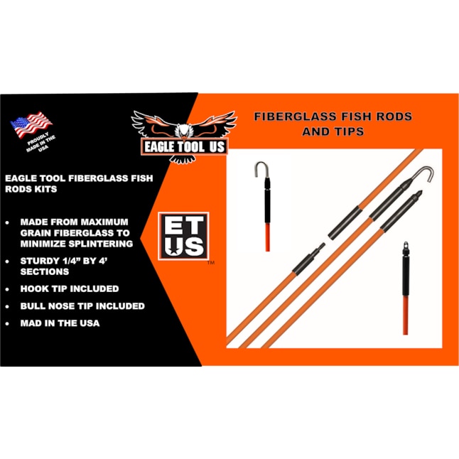 Eagle Tool US 8-ft Fiberglass Fish Poles for Fishing and Pulling Wire and  Cable, 1/4-in Diameter, Splinter-Resistant, Made in USA in the Fish Tape &  Poles department at