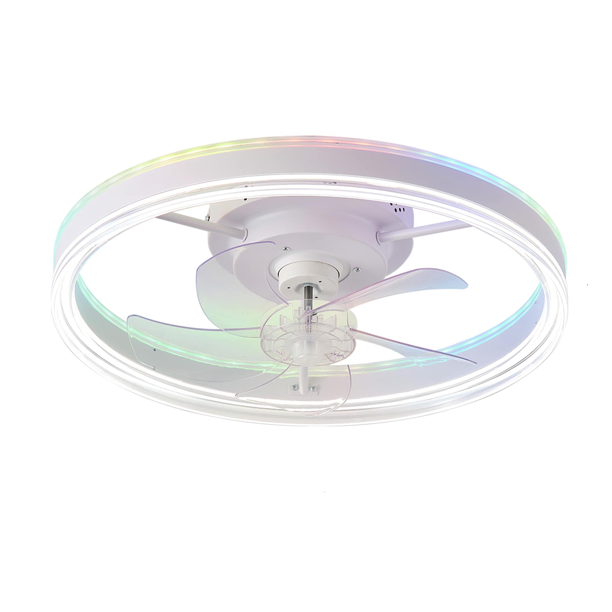 SINOFURN SYB510062BL 20-in Color-Changing Integrated LED Flush Mount Smart White with ABS Blades Fandelier Ceiling Fan With Light and Remote ( 5 -Blade )