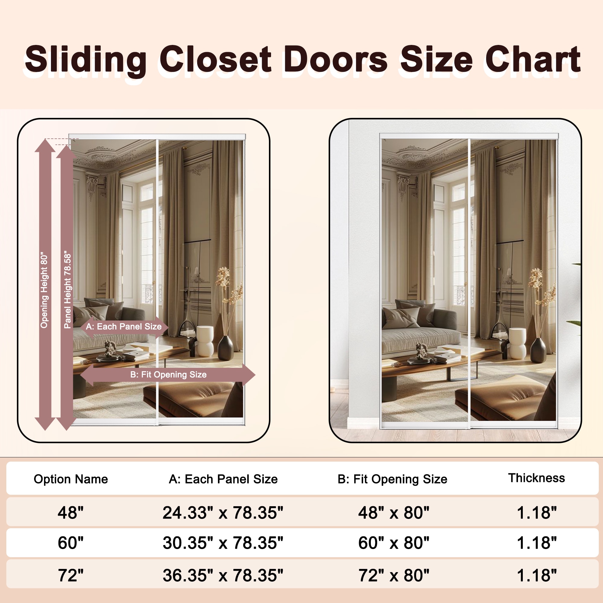 JUJUBON IN-CD-SL1M-AL-SD-144 Bifold-Sliding-Closet-Doors - View #3