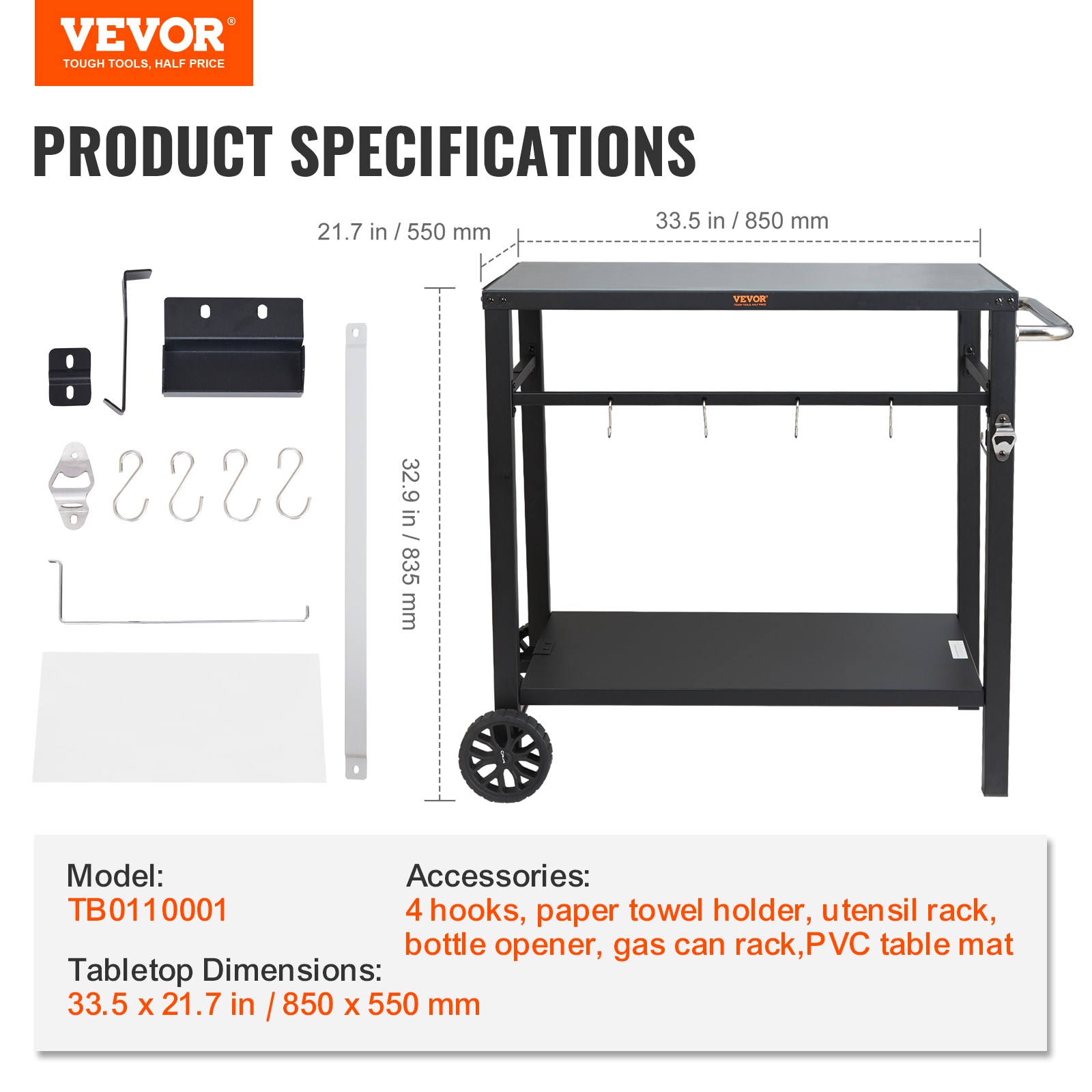 VEVOR JSHWBCTC85551FX8BV0 Grill-Carts-Grill-Stands - View #8