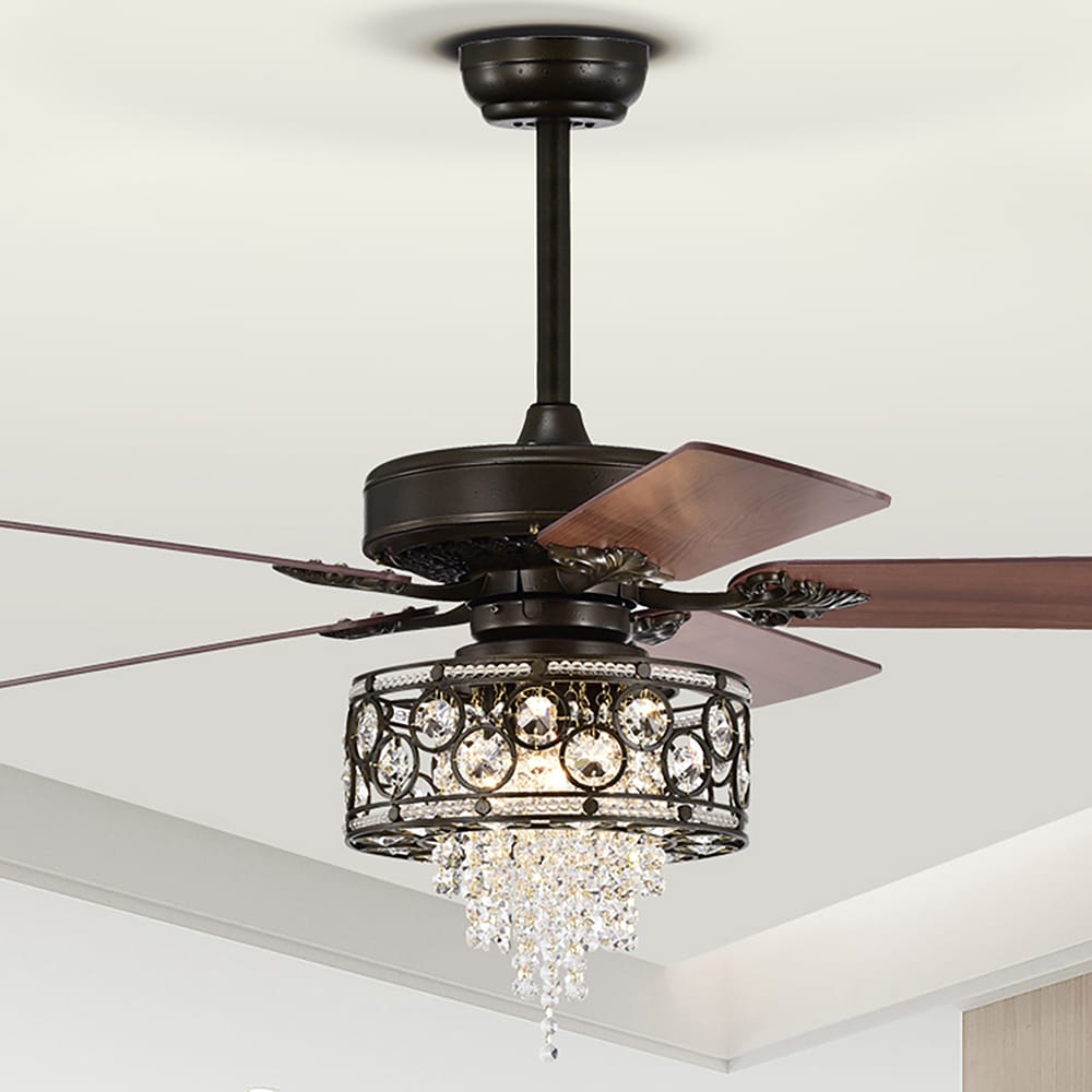 Sunrinx MG39-1-70L 52-Inches Brown with Brown Blades Indoor/Outdoor Downrod mount Standard Ceiling Fan With Light and Remote ( 5 -Blade)
