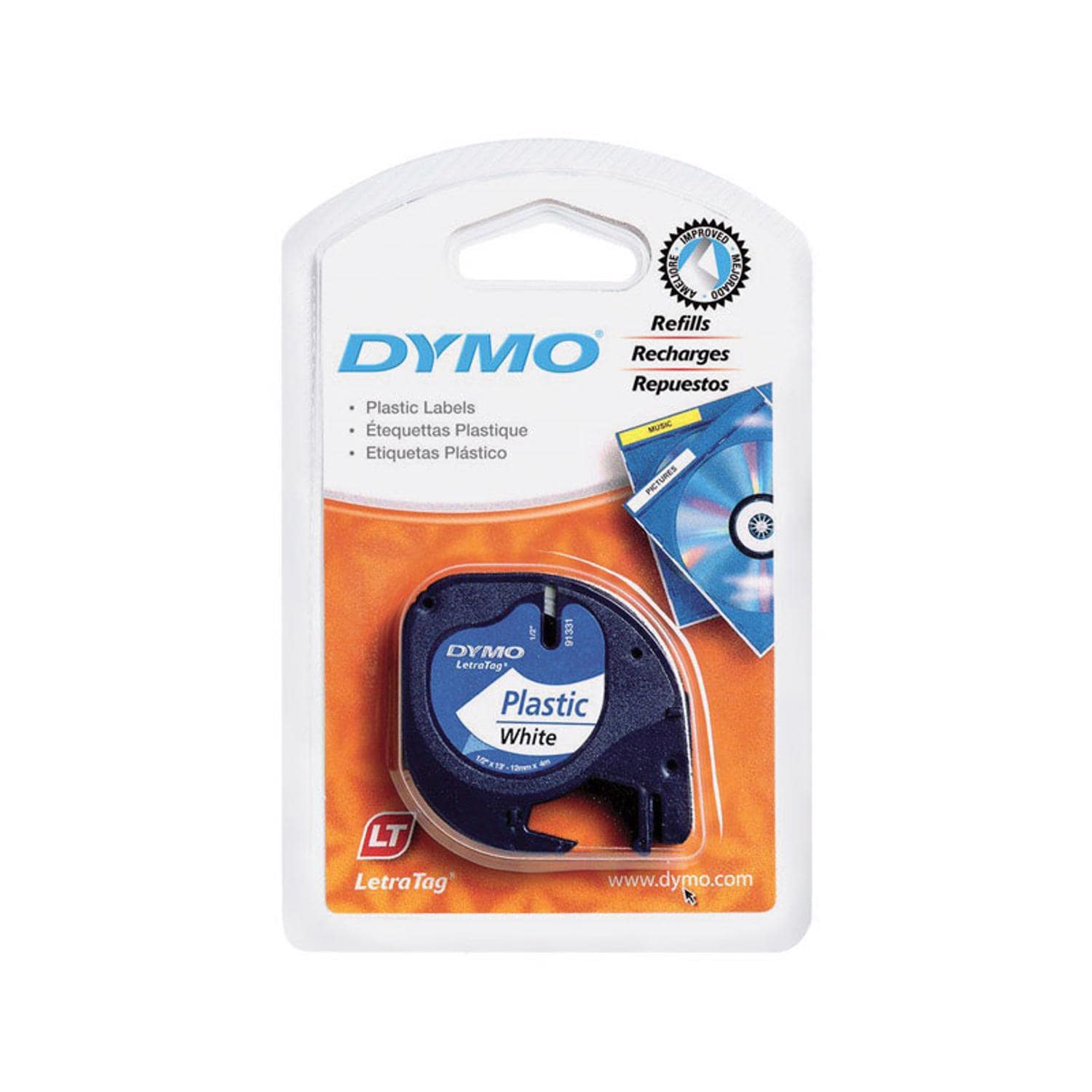 DYMO LetraTag 1/2 in. W X 156 in. L White Plastic Label Maker Tape #EJD9021841