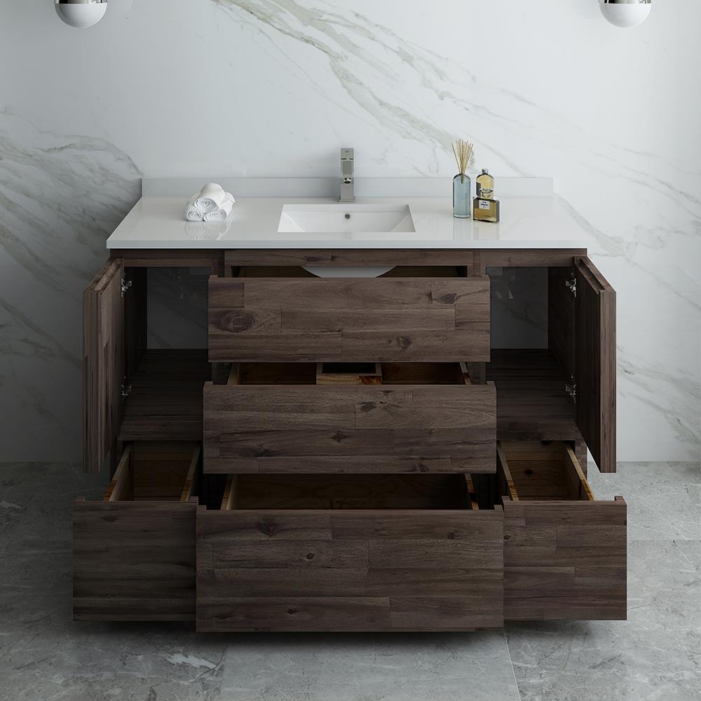 Acacia Wood 53" Brown Freestanding Bathroom Vanity Base