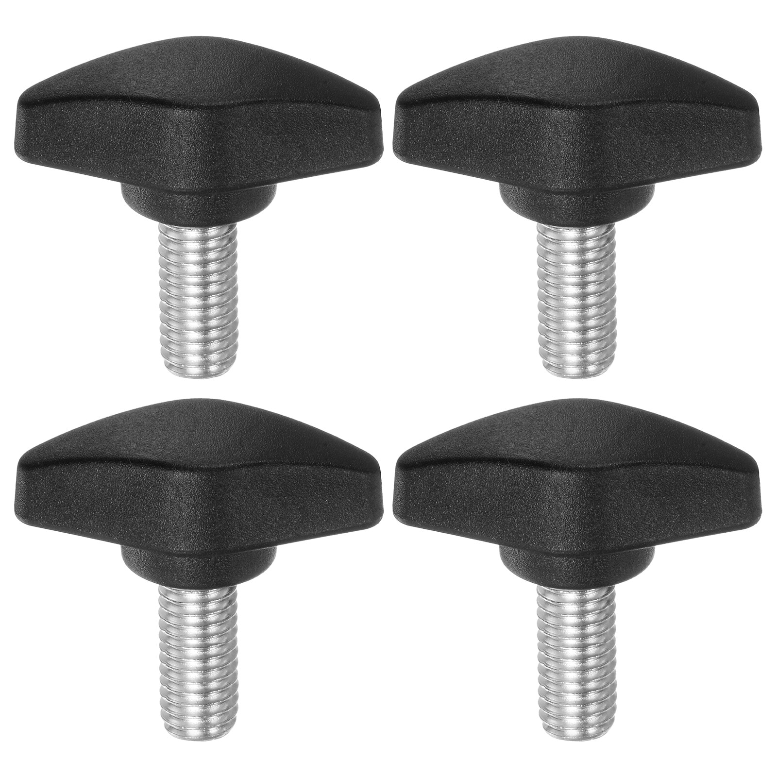 Harfington 4pcs Tee Wing Knobs Thumb Screws M8 x 16mm Standard Male Thread Plastic T Knobs Handles Hand Clamping Thumbscrew Black
