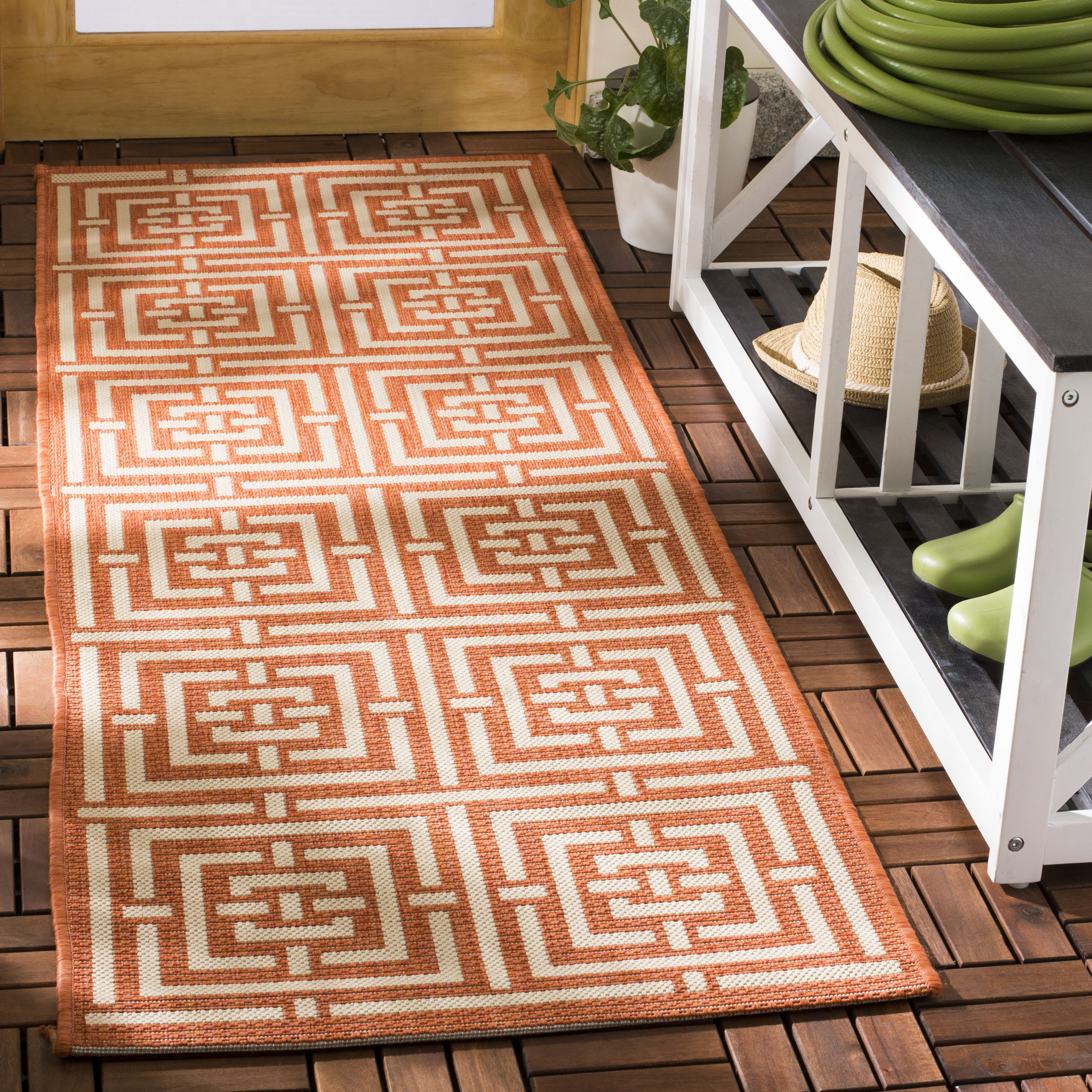 Runner Rug, Kitchen Rug, Terracotta Runner Rug, Moroccan Tiles Rug