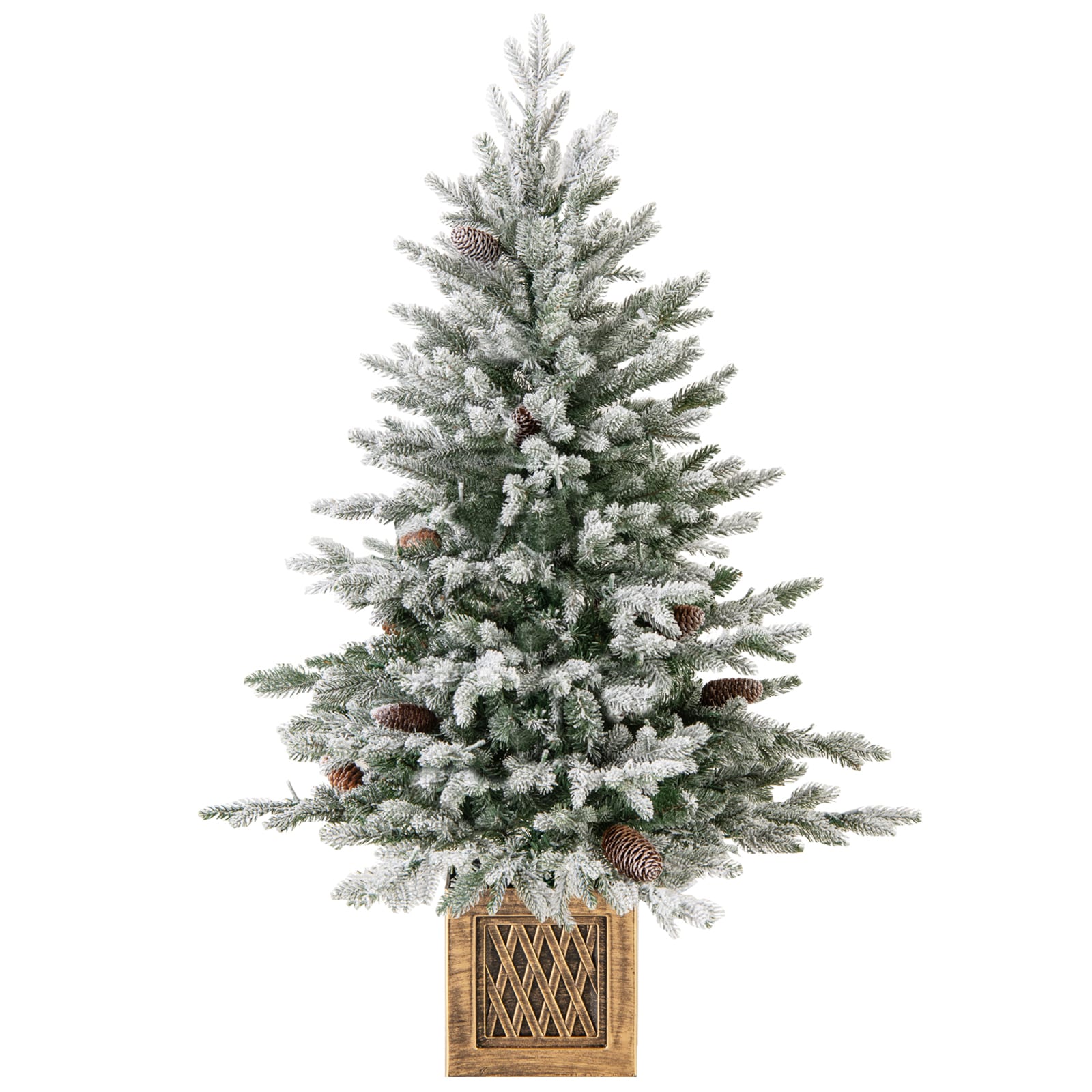 SUGIFT 4-ft Pre-Lit Green and White Artificial Entrance Christmas Tree with 100 LED Lights