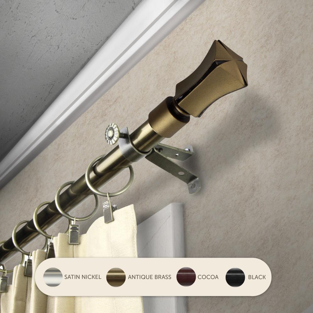 Hart & Harlow L4810-284 13/16-in Tori 28-in to 48-in Antique brass Steel Single curtain rod with Finials