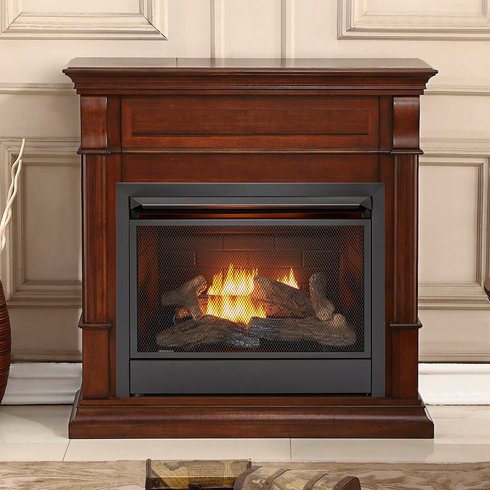 Duluth Forge 40-in Auburn Cherry Ventless Natural Gas Fireplace in