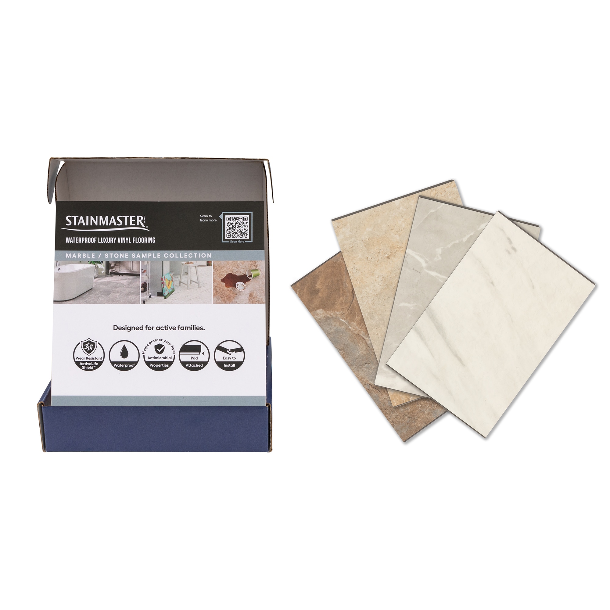 STAINMASTER SBX0063824 (Sample) Multiple Color/Finishes Multiple Colors/Finishes Marble Look 12-mil Waterproof Interlocking Flooring Sample Packs