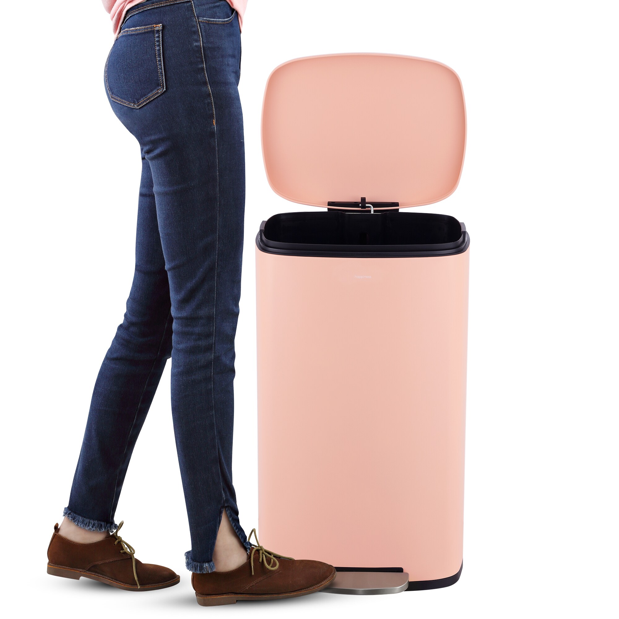 Flamingo Pink Stainless Steel Step-On Trash Can, 8 Gallons