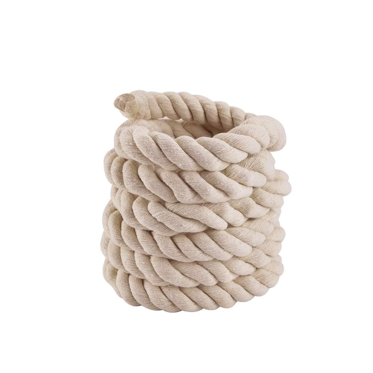 Etokfoks  10 ft Natural Twisted Cotton Rope 1 Pack for Hammock Crafts Horse Halter UV Resistant Washable Indoor Outdoor