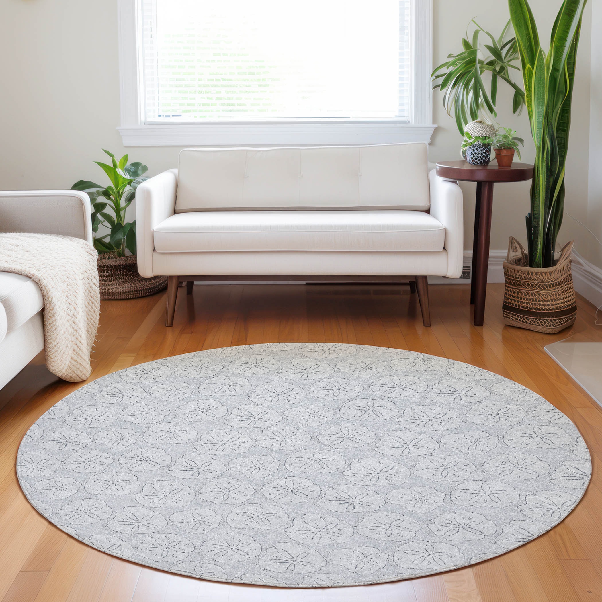 Addison Rugs AMF189GY8RO Mayfield AMF189GY 8 x 8 (ft) Loomed Polyester Gray Round Indoor Geometric Machine washable Area rug