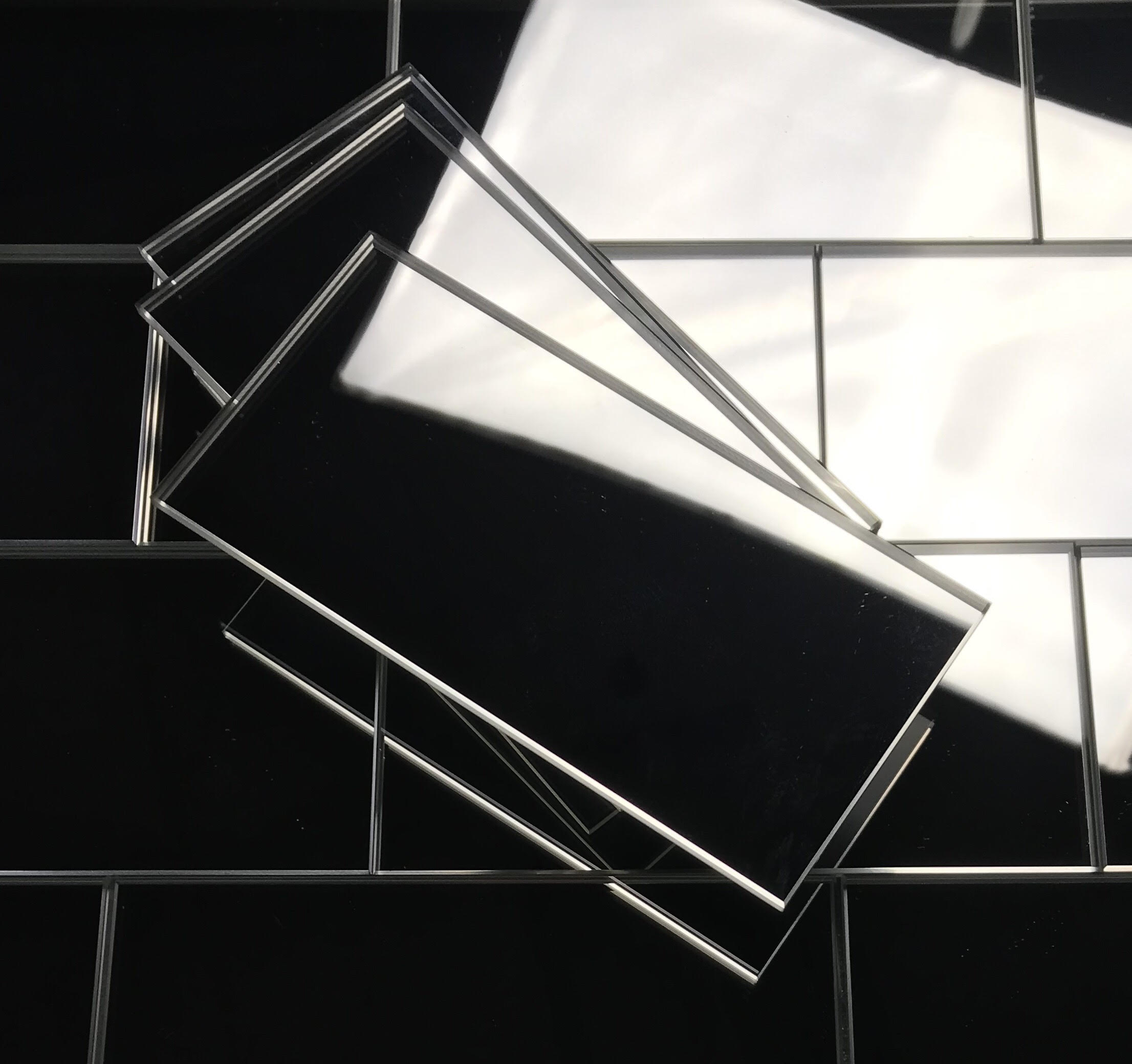 Abolos LWSRES0306-SI-SAMP Sample - Reflections Grade Silver/Mirror 3-in x 6-in Mirrored Glass Subway Wall Tile