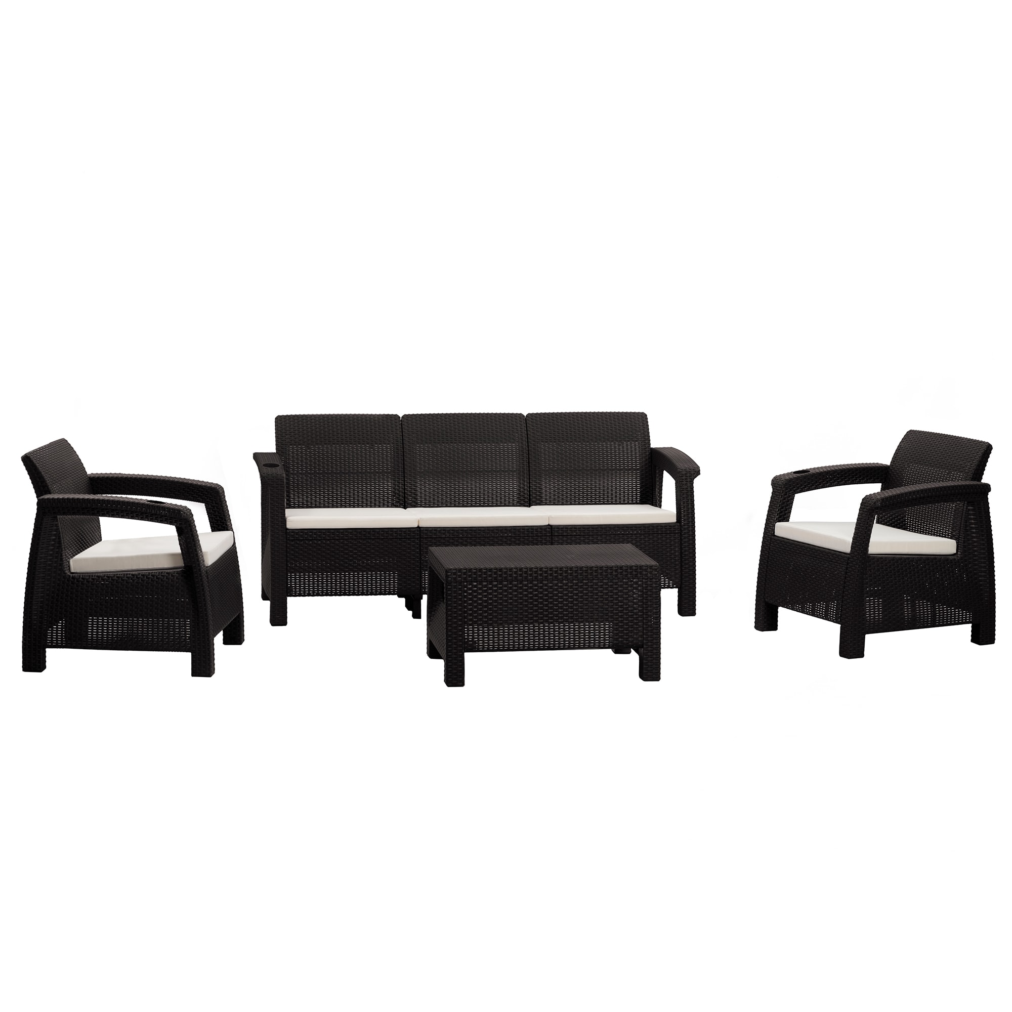 4 -Piece Patio Sofa Conversation Set with Beige Cushions