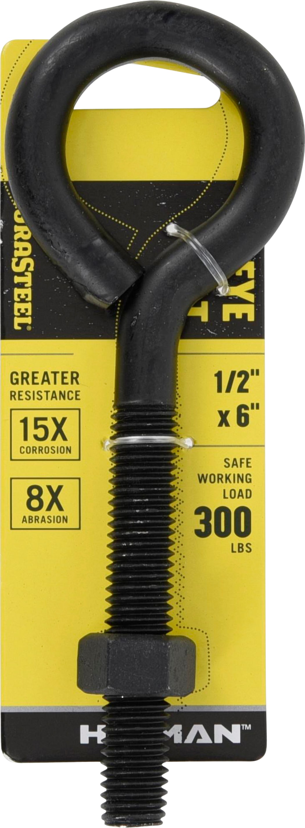 DuraSteel 320141 1/2-in 1/2-in x 6-in Plain Interior/Exterior Coarse Thread Eye Bolt