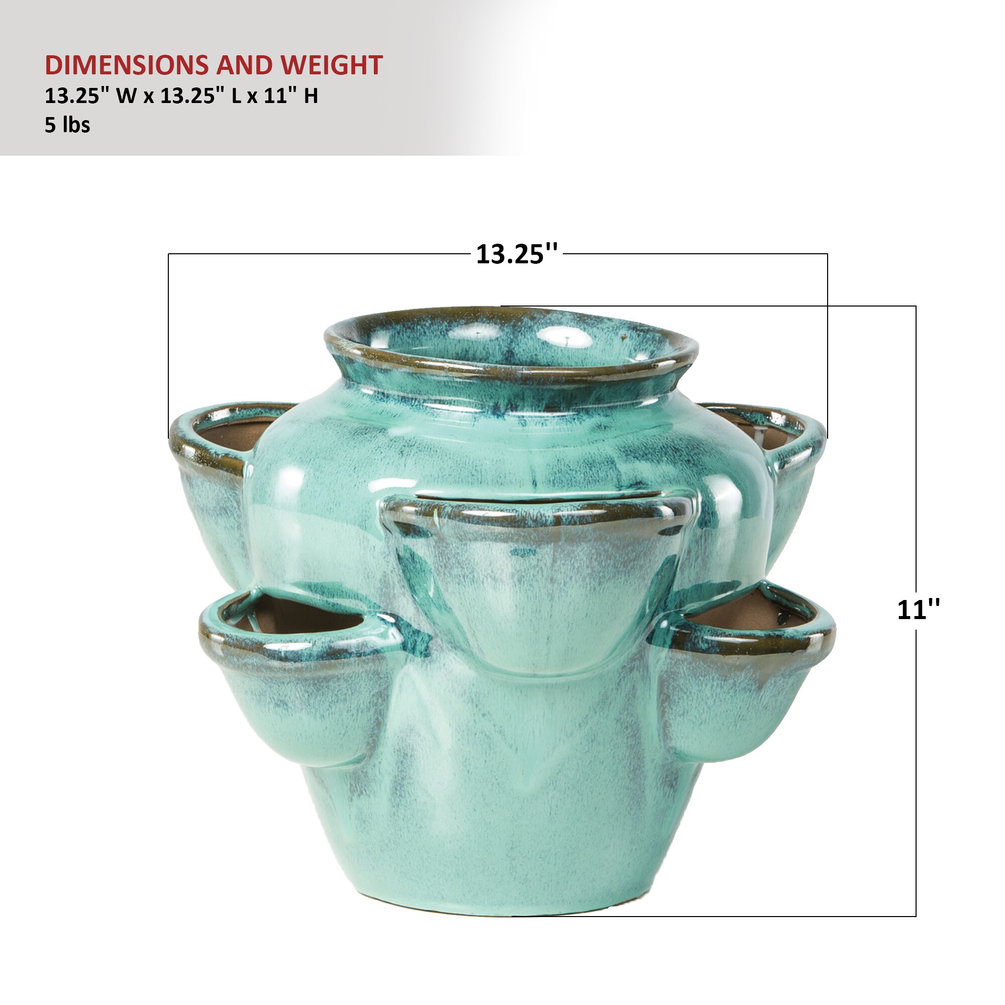 Alfresco Home Urn 13.25-in W x 13.25-in H Blue Ceramic Indoor