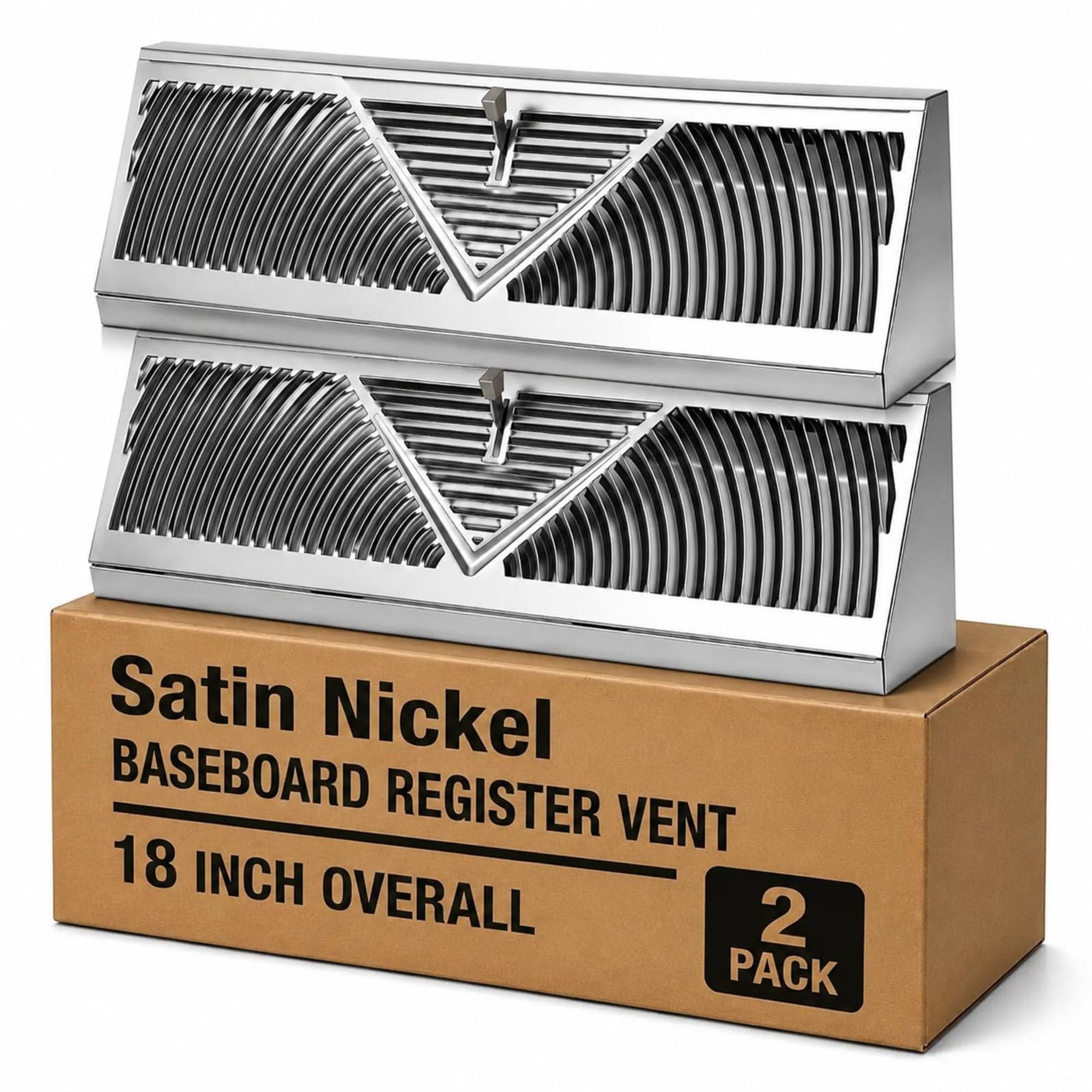 Wudkey 2 Pack 18 in Satin Nickel Cold Rolled Steel Baseboard Register Vent Cover