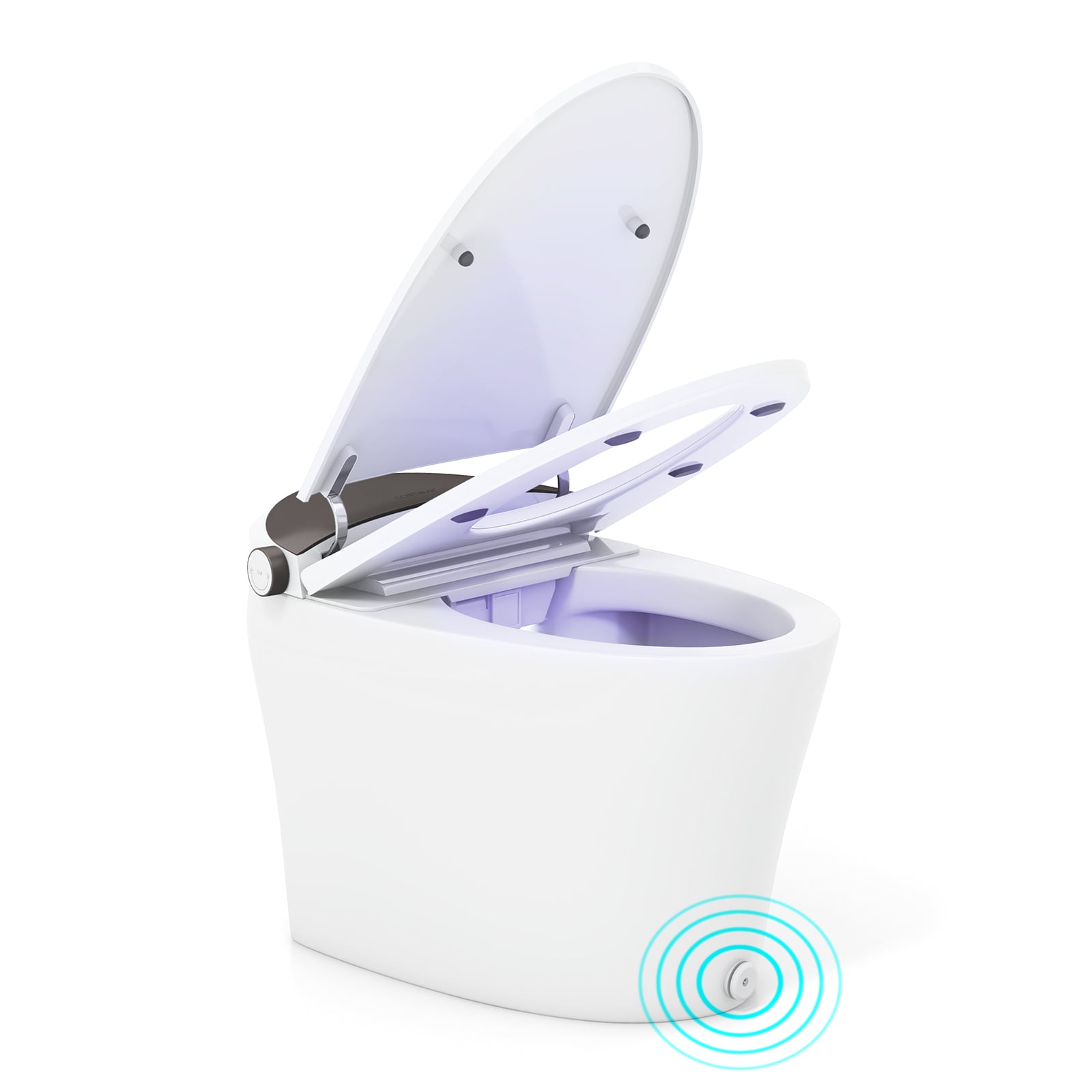 Slickblue - White Elongated Smart Toilet with Heated Seat 4 Level Dryer Rear Feminine Wash Auto O...